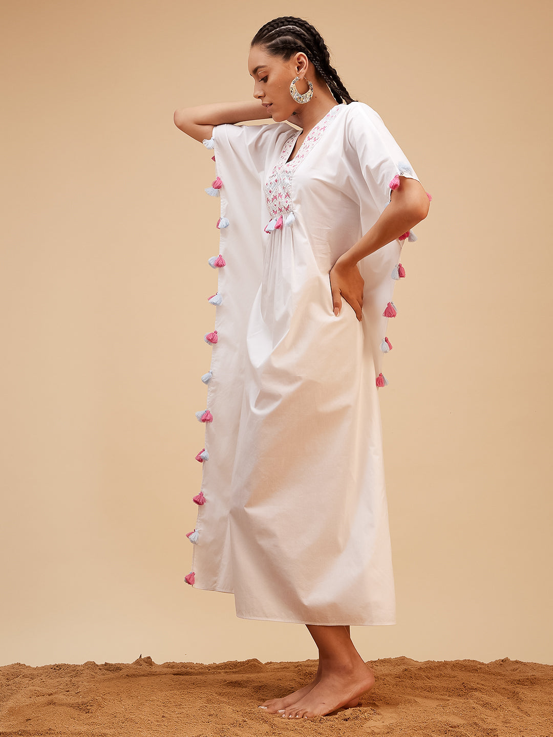 Dance with Waves Kaftan by Bohobi with Large, Medium, Small, X-Large, X-Small at Kamakhyaa for sustainable fashion