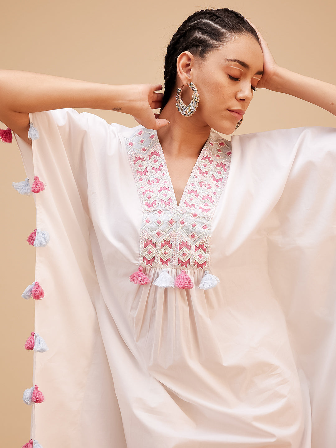 Dance with Waves Kaftan by Bohobi with Large, Medium, Small, X-Large, X-Small at Kamakhyaa for sustainable fashion