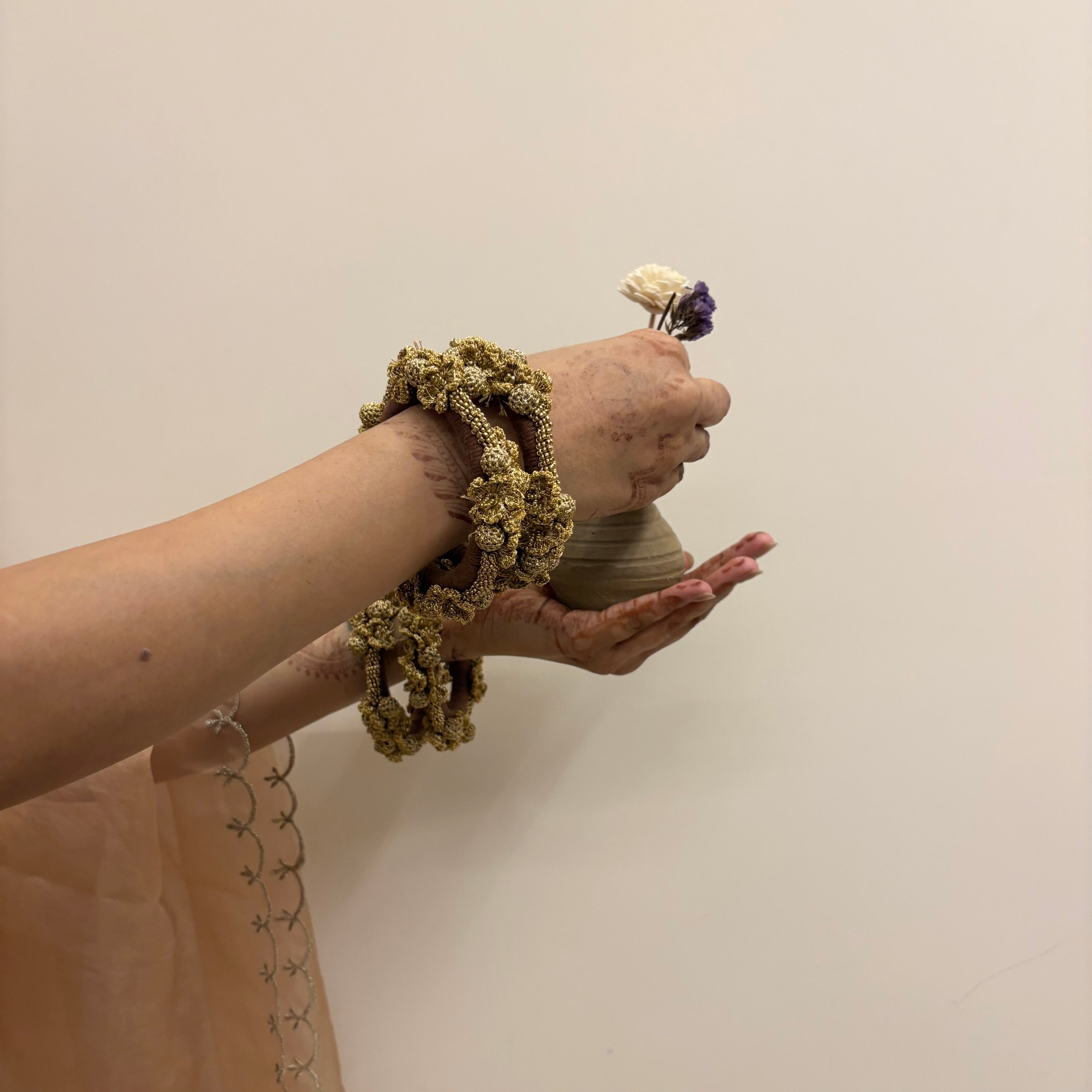 Sunheri Bangles Set of Two by Ikriit'm with Bangle at Kamakhyaa for sustainable fashion