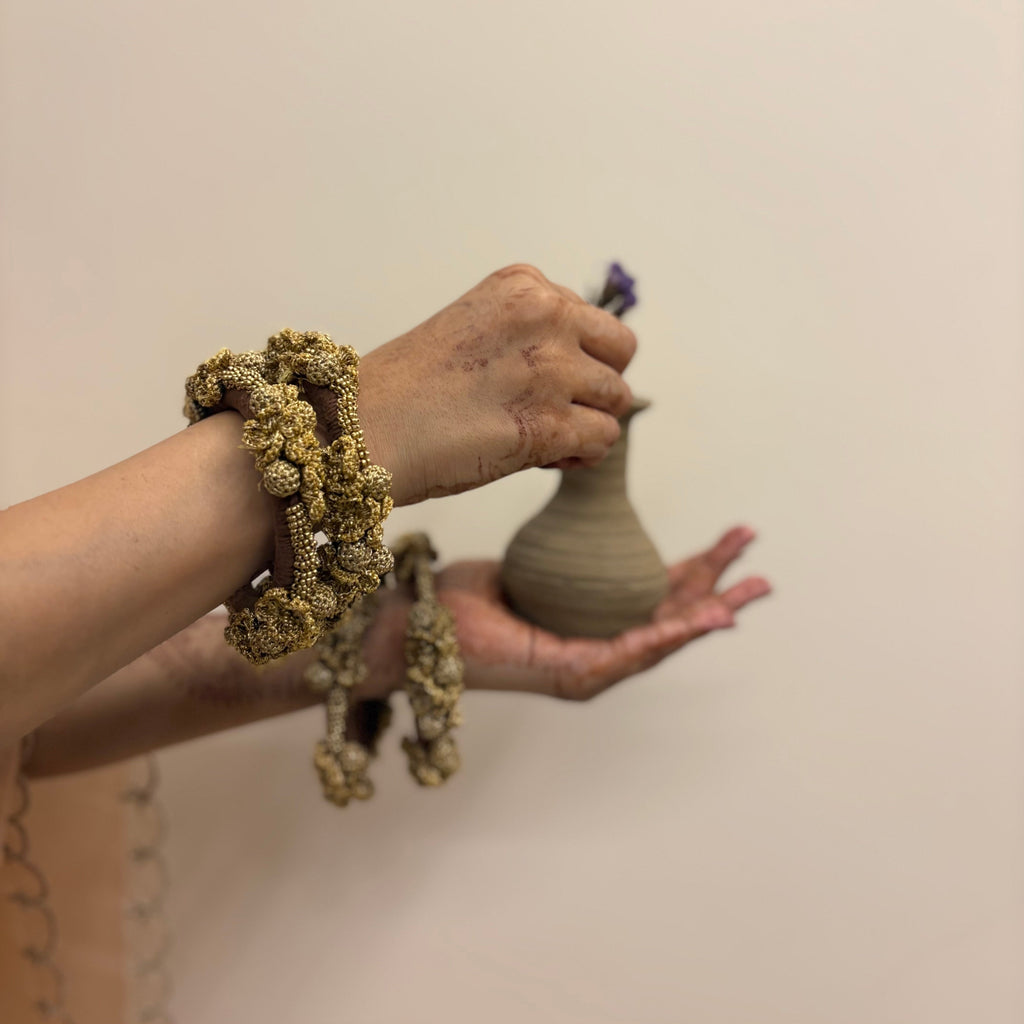 Sunheri Bangles Set of Two by Ikriit'm with Bangle at Kamakhyaa for sustainable fashion