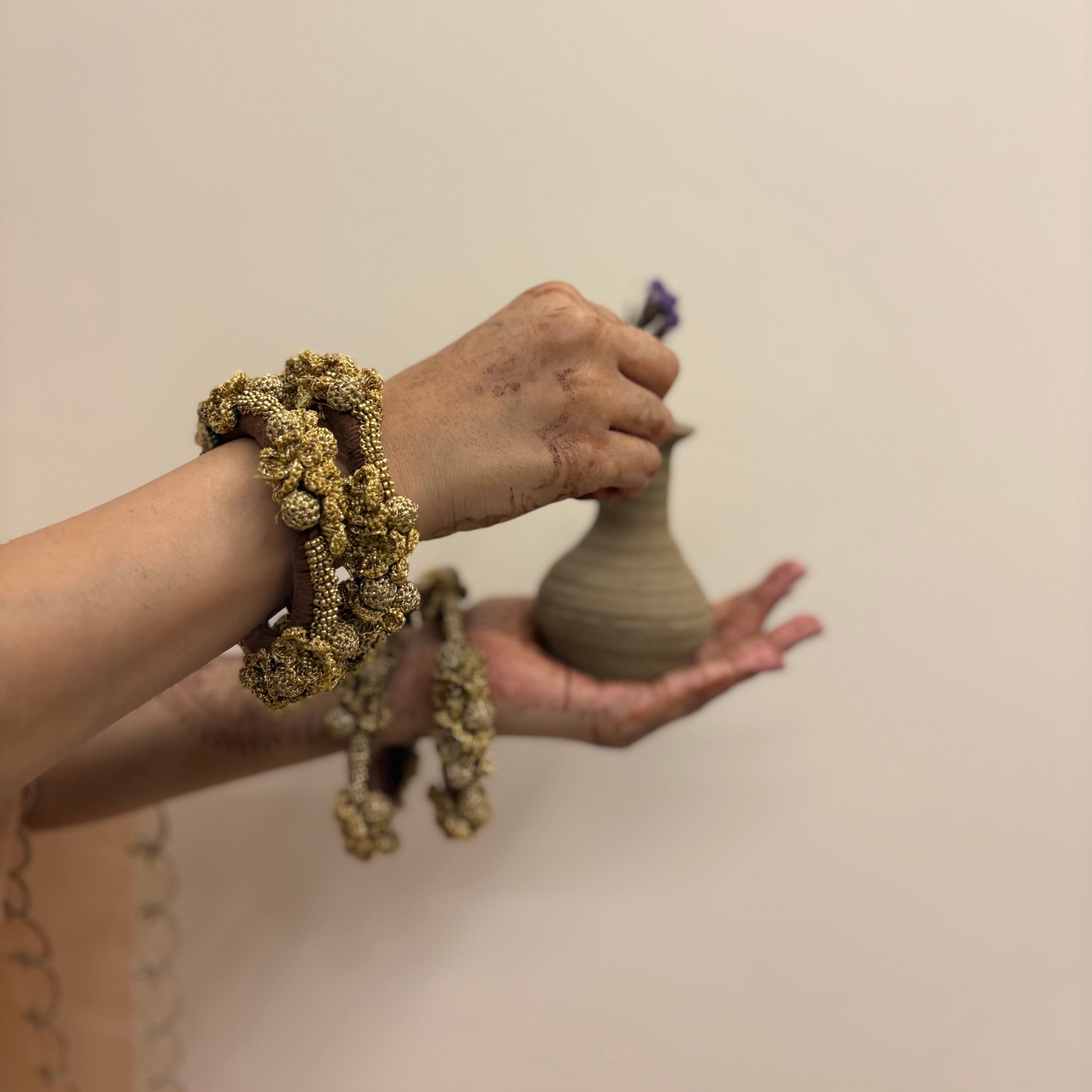 Sunheri Bangles Set of Two by Ikriit'm with Bangle at Kamakhyaa for sustainable fashion