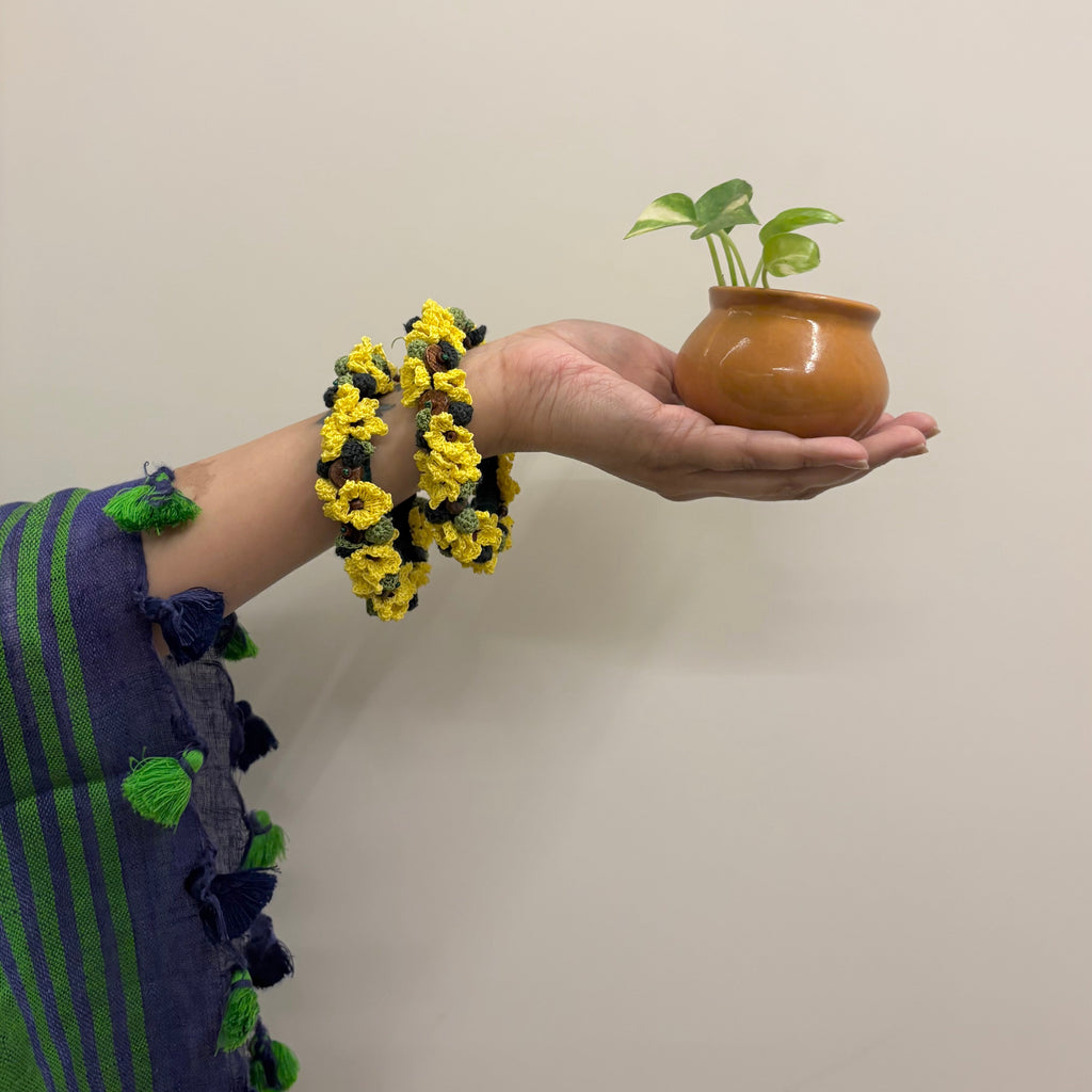 Surajmukhi Bangles Set of Two by Ikriit'm with Bangle at Kamakhyaa for sustainable fashion