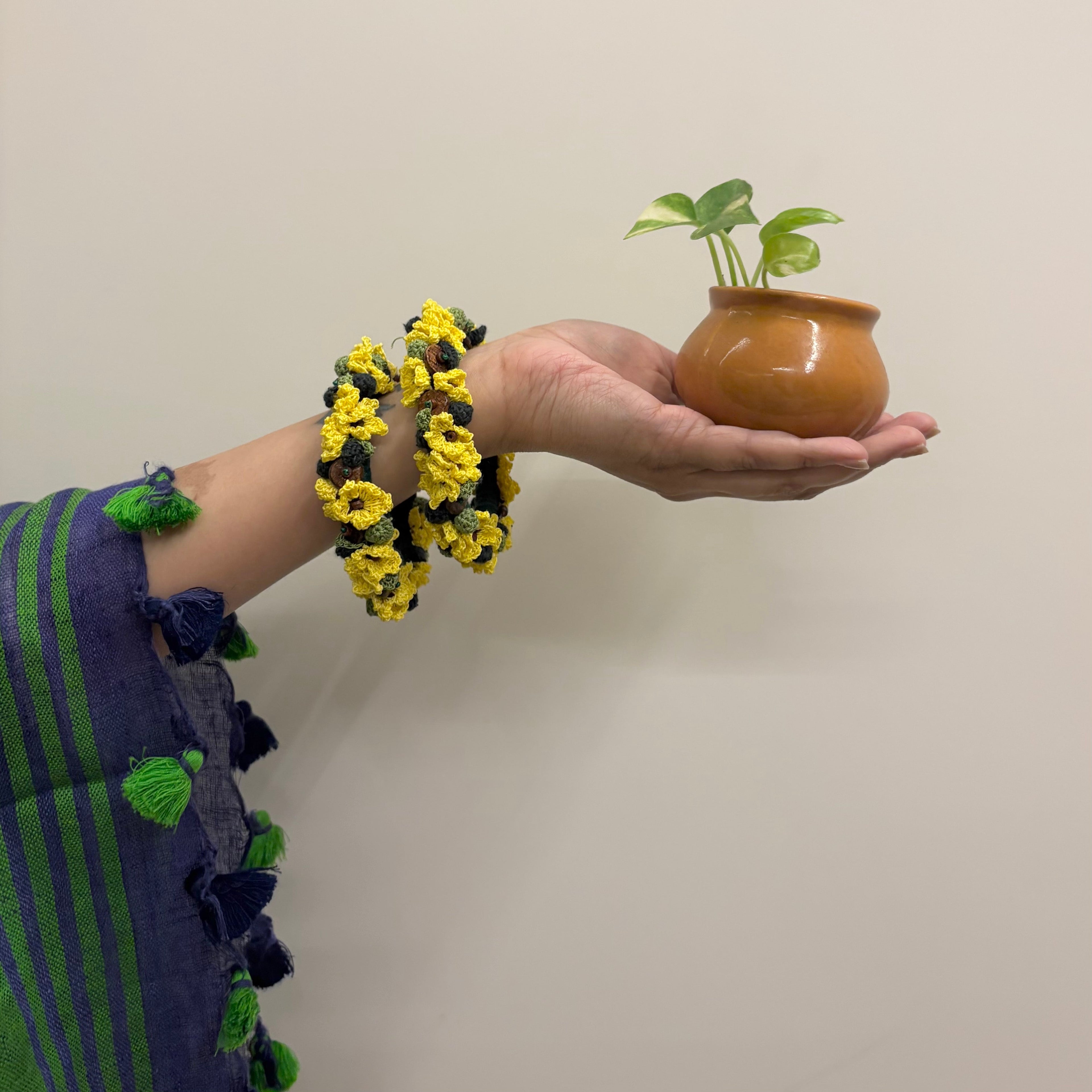 Surajmukhi Bangles Set of Two by Ikriit'm with Bangle at Kamakhyaa for sustainable fashion