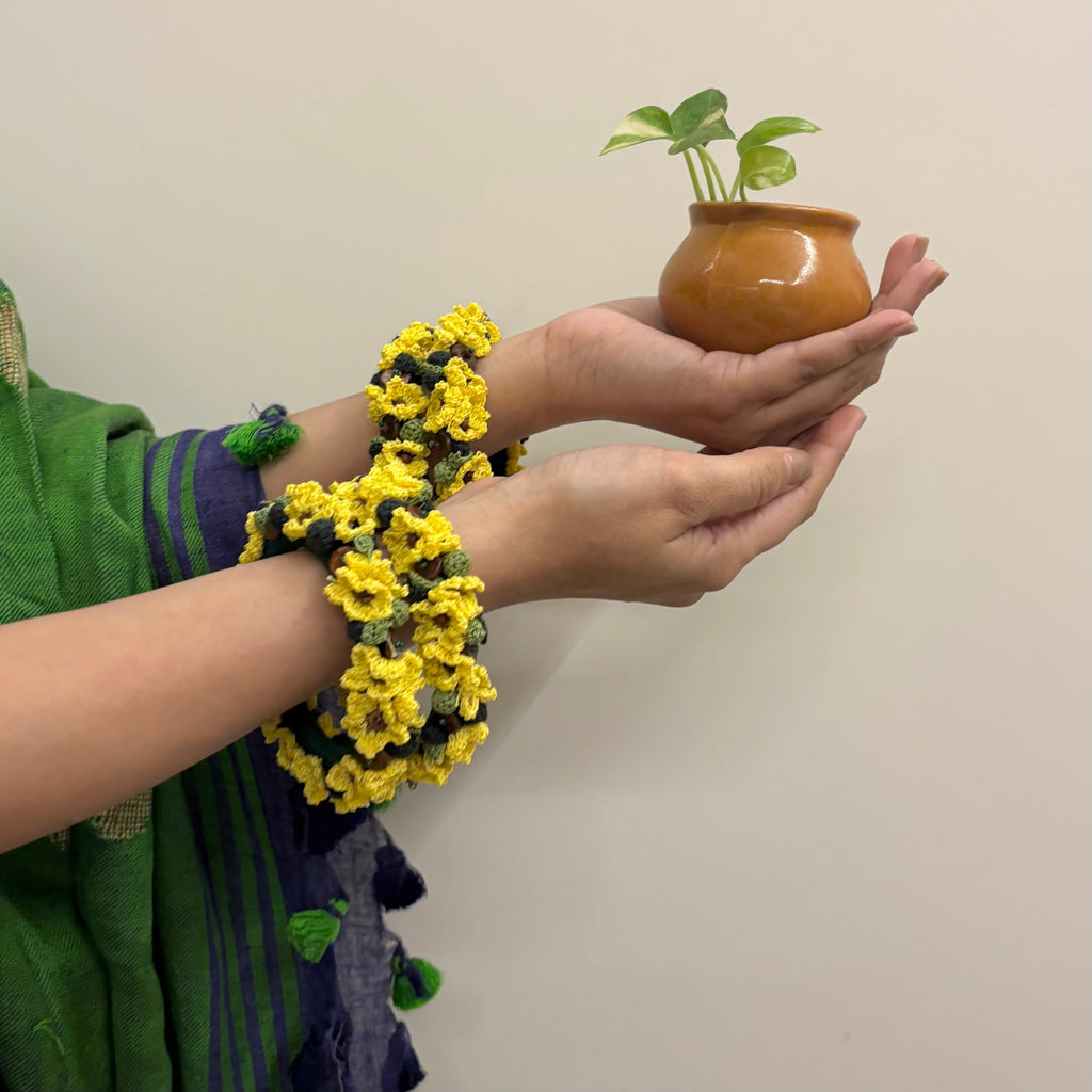 Surajmukhi Bangles Set of Two by Ikriit'm with Bangle at Kamakhyaa for sustainable fashion