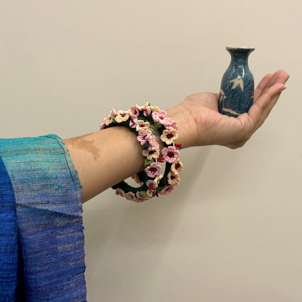 Gulabi Phool Bangles Set of Two by Ikriit'm with Bangle at Kamakhyaa for sustainable fashion