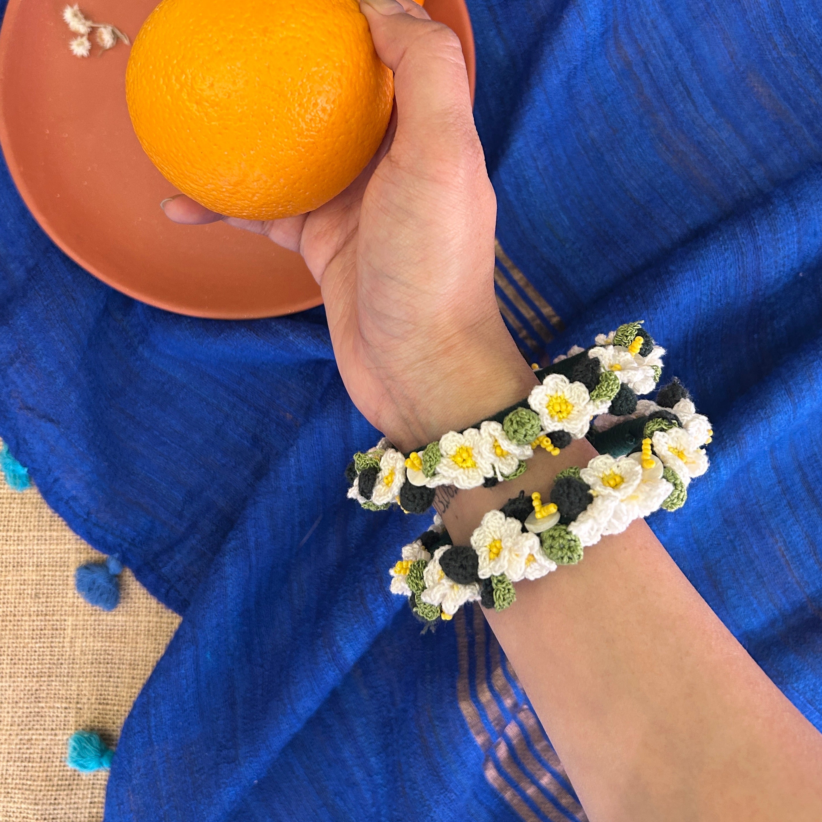 Safed Noor Bangles Set of Two by Ikriit'm with Bangle at Kamakhyaa for sustainable fashion