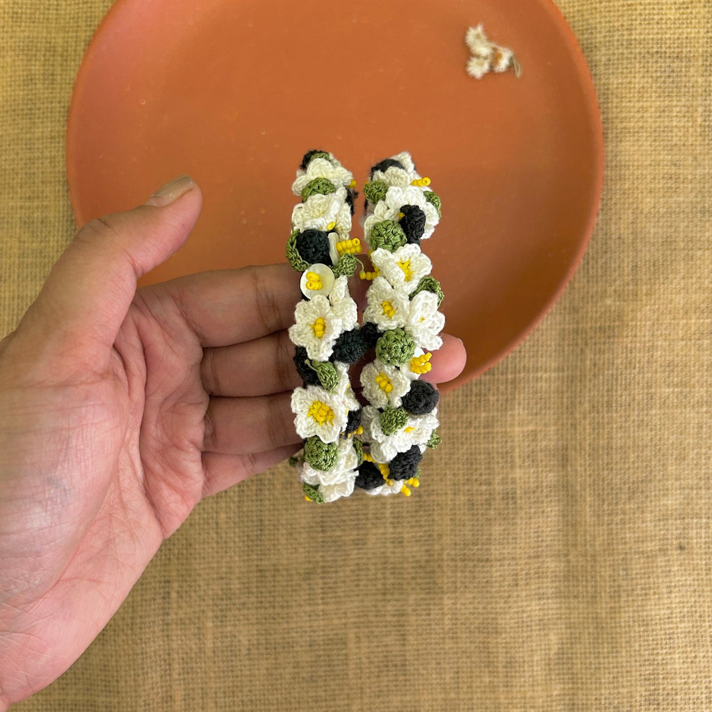 Safed Noor Bangles Set of Two by Ikriit'm with Bangle at Kamakhyaa for sustainable fashion