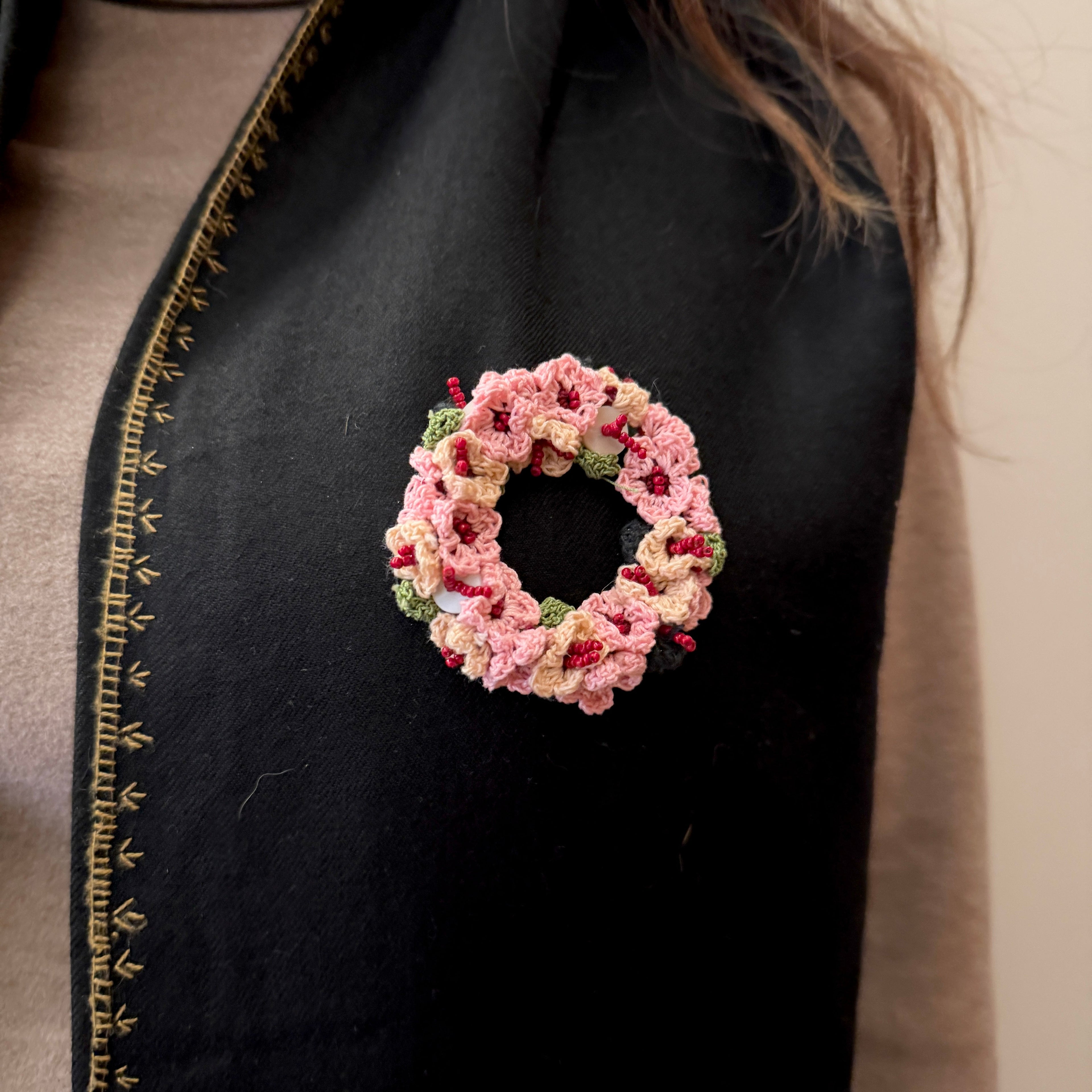 Gulabi Gul Brooch by Ikriit'm with brooch at Kamakhyaa for sustainable fashion