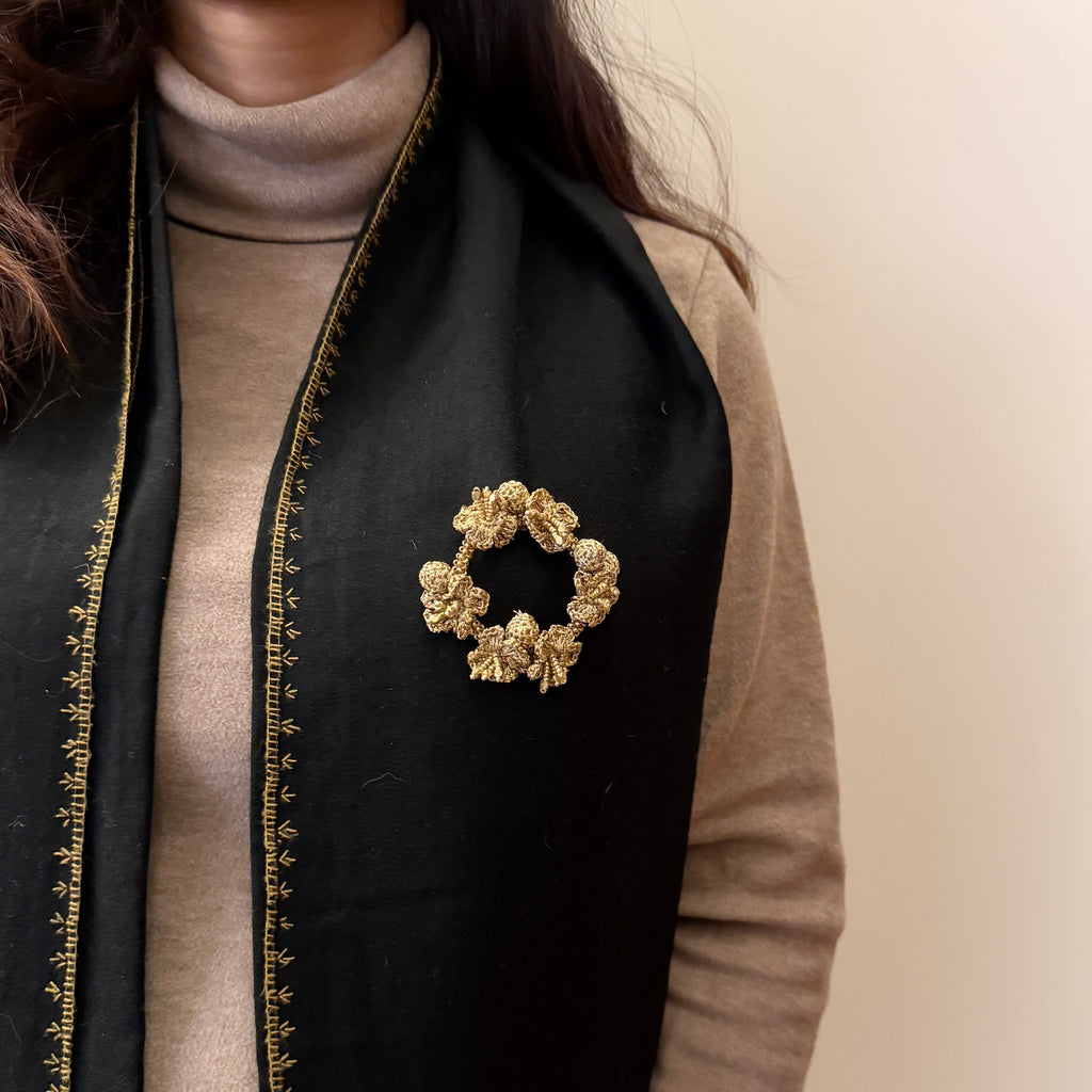 Sunhera Gul Brooch by Ikriit'm with brooch at Kamakhyaa for sustainable fashion