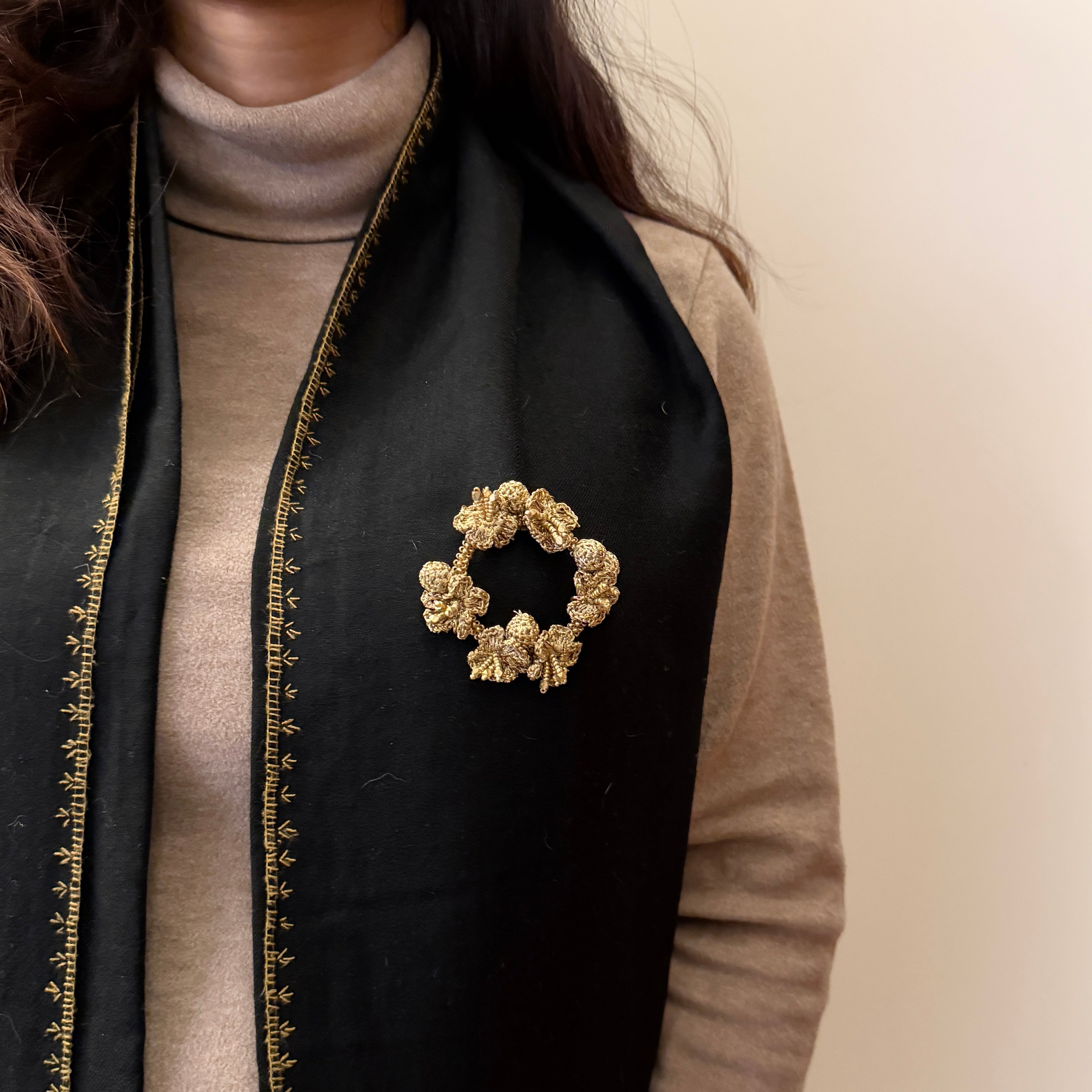 Sunhera Gul Brooch by Ikriit'm with brooch at Kamakhyaa for sustainable fashion