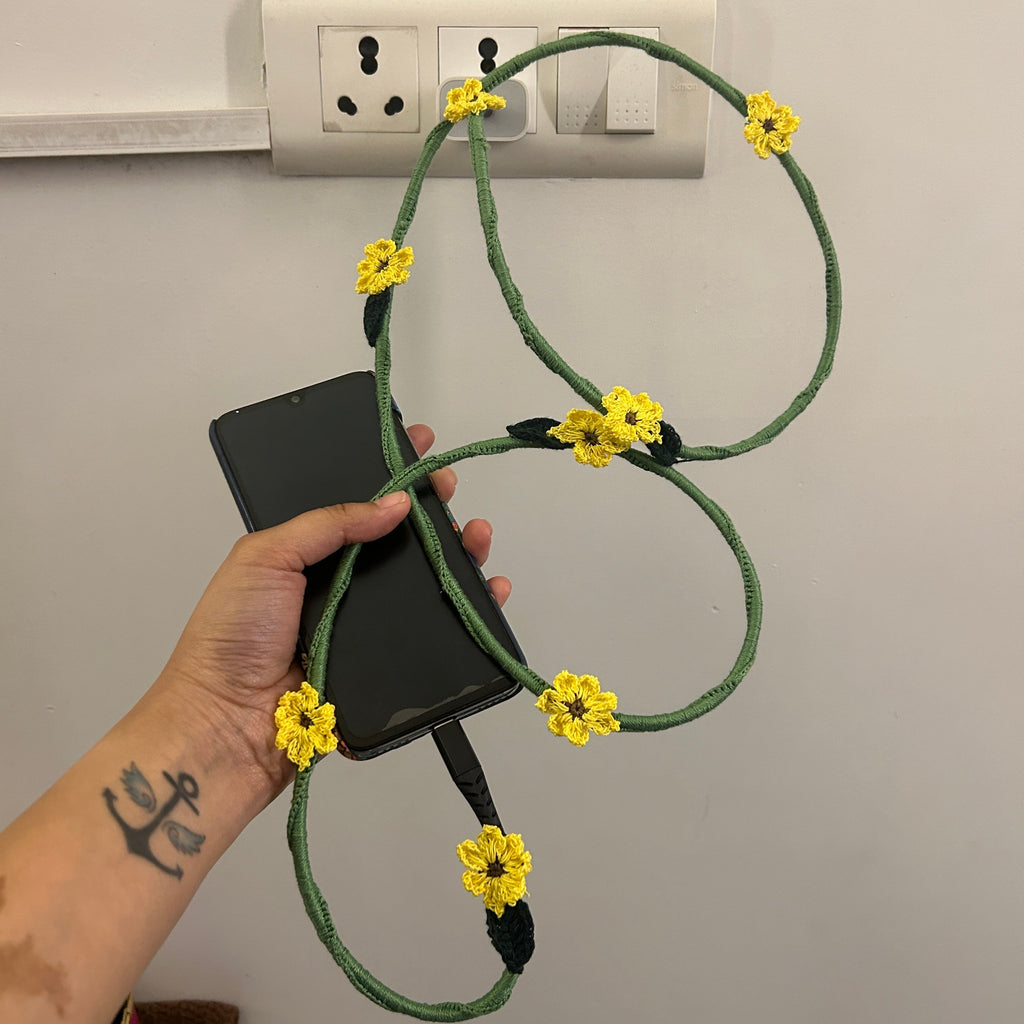 Sunflower Crochet Charging Cord C-C Cable by Ikriit'm with at Kamakhyaa for sustainable fashion