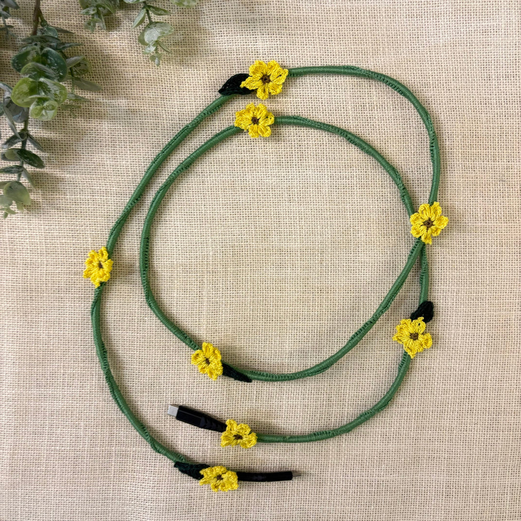 Sunflower Crochet Charging Cord C-C Cable by Ikriit'm with at Kamakhyaa for sustainable fashion
