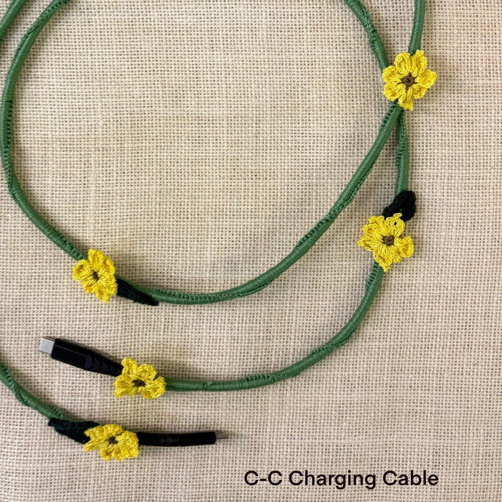 Sunflower Crochet Charging Cord C-C Cable by Ikriit'm with at Kamakhyaa for sustainable fashion
