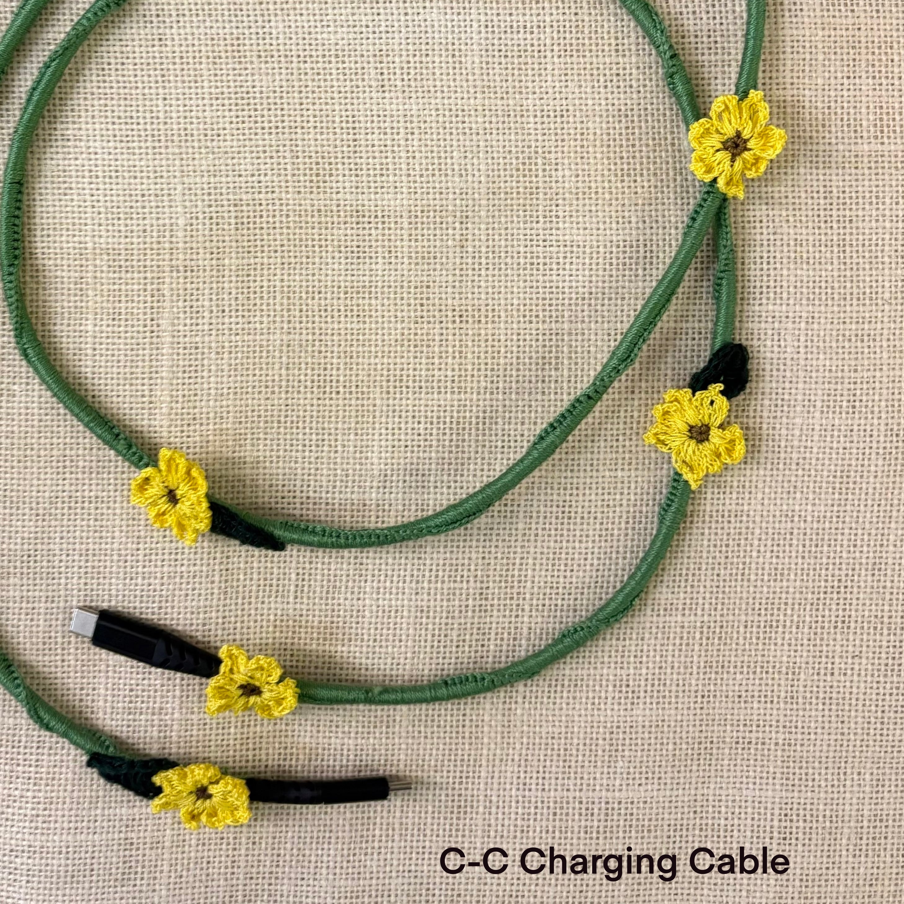 Sunflower Crochet Charging Cord C-C Cable by Ikriit'm with at Kamakhyaa for sustainable fashion