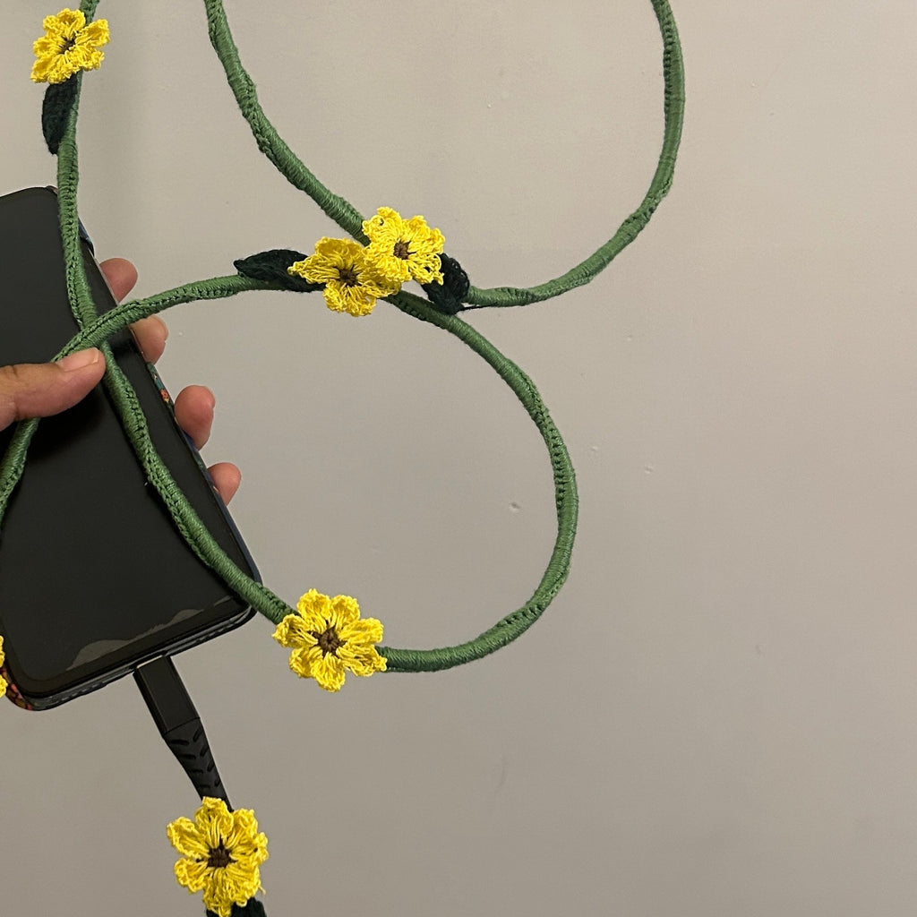 Sunflower Crochet Charging Cord C-C Cable by Ikriit'm with at Kamakhyaa for sustainable fashion