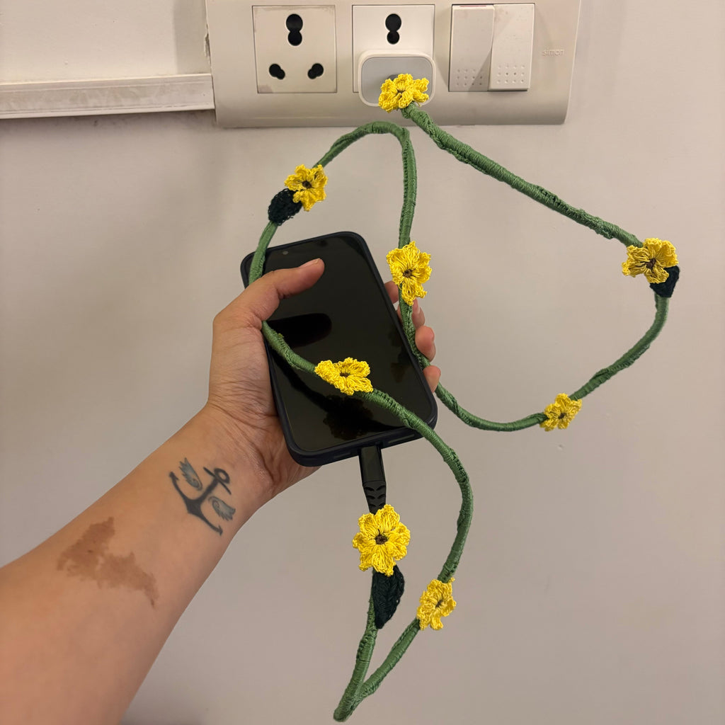 Sunflower Crochet Charging Cord C-Lightening Cable by Ikriit'm with at Kamakhyaa for sustainable fashion