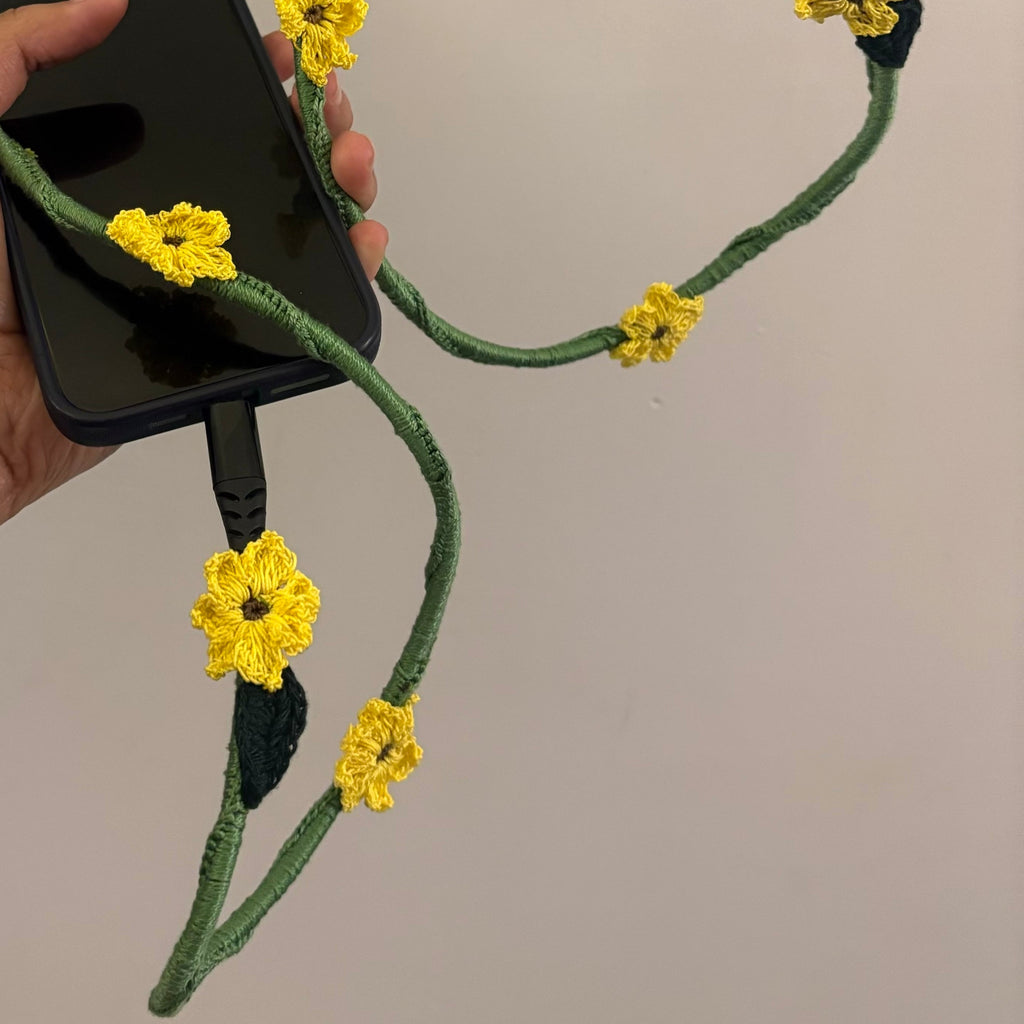 Sunflower Crochet Charging Cord C-Lightening Cable by Ikriit'm with at Kamakhyaa for sustainable fashion