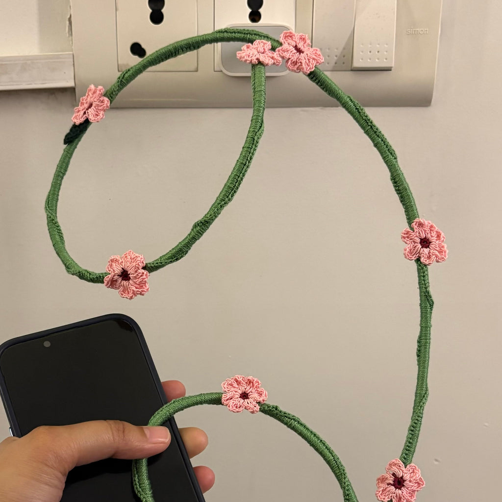 Pink Daisy Crochet Charging Cord C-Lightening Cable by Ikriit'm with at Kamakhyaa for sustainable fashion