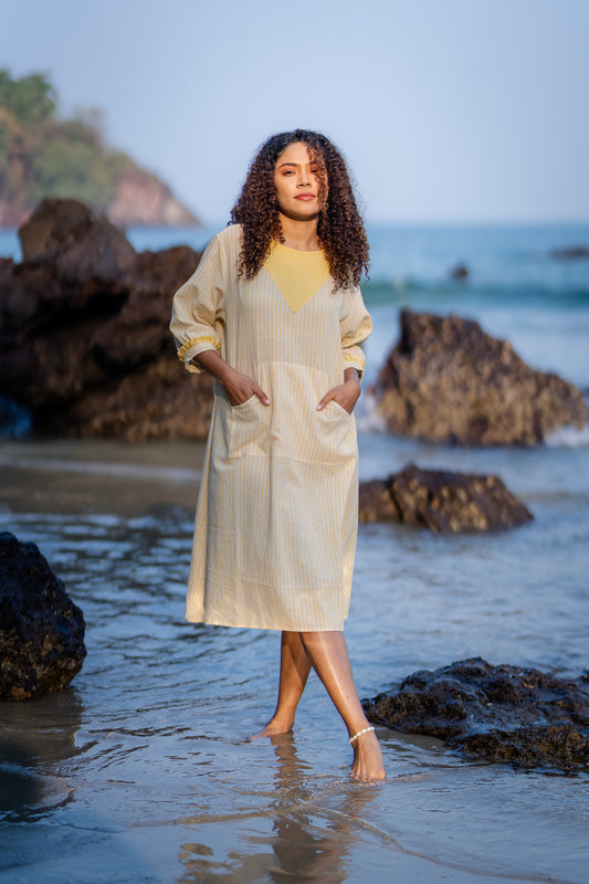 Turmeric Root Dye Free-size Summer Dress by Krushnachuda with at Kamakhyaa for sustainable fashion