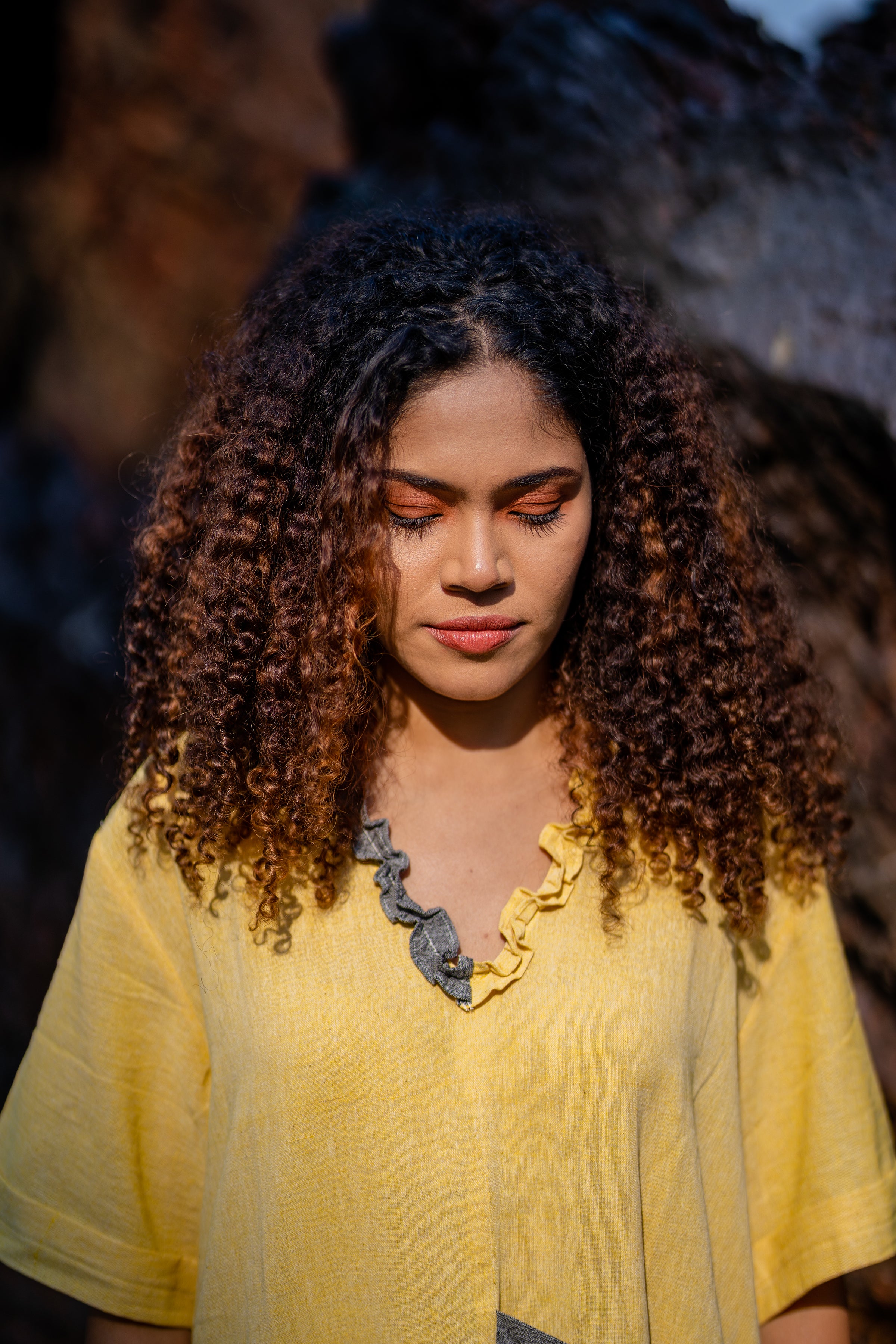Turmeric Dye Handloom Yellow Dress by Krushnachuda with at Kamakhyaa for sustainable fashion