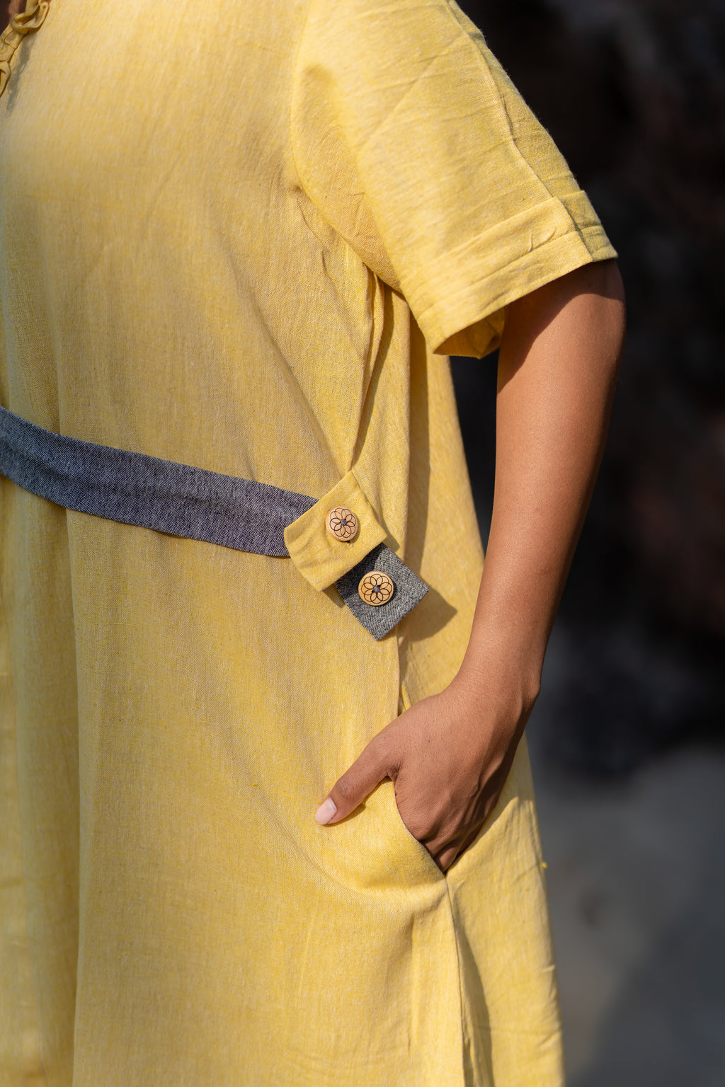 Turmeric Dye Handloom Yellow Dress by Krushnachuda with at Kamakhyaa for sustainable fashion