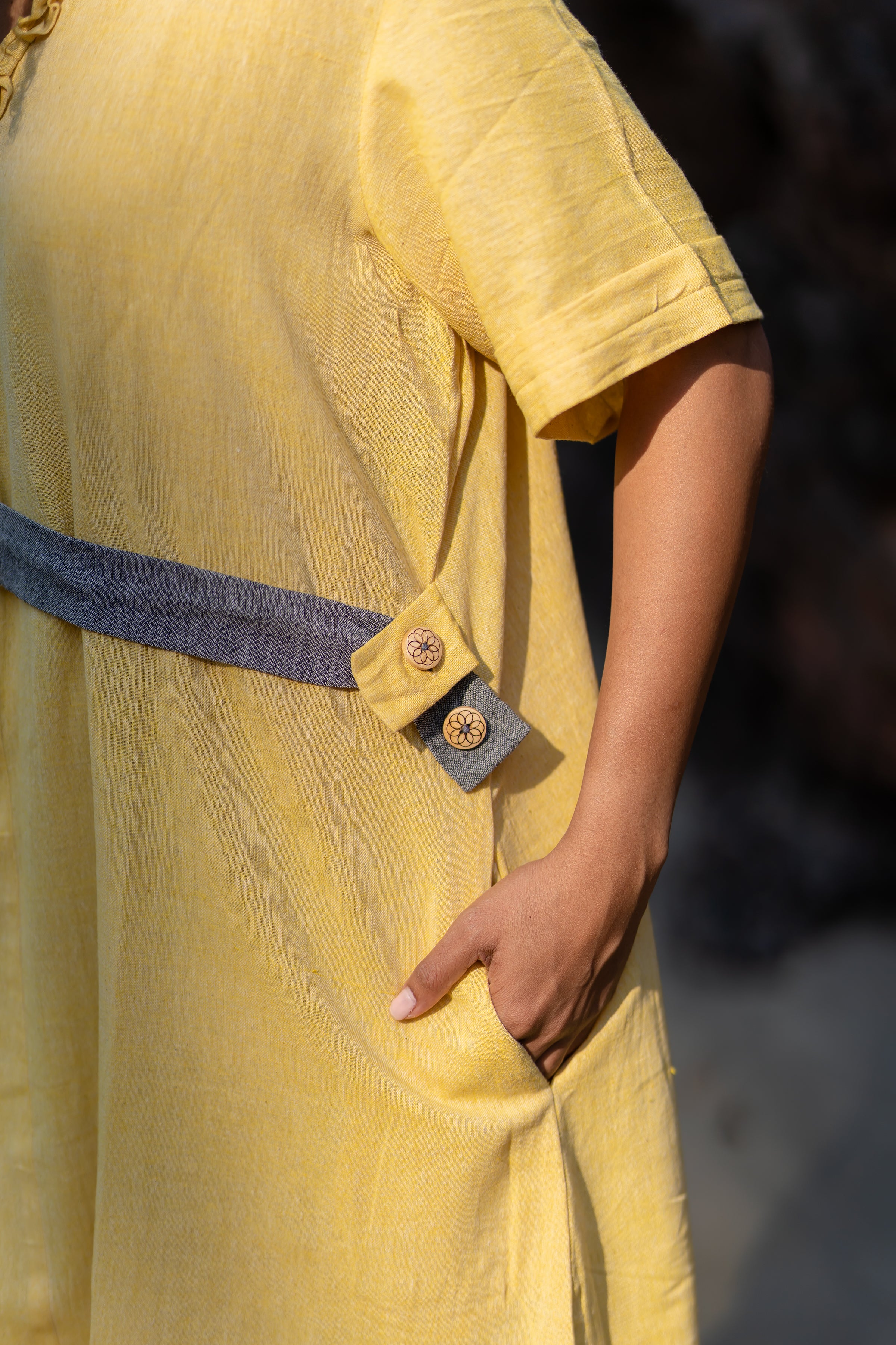 Turmeric Dye Handloom Yellow Dress by Krushnachuda with at Kamakhyaa for sustainable fashion