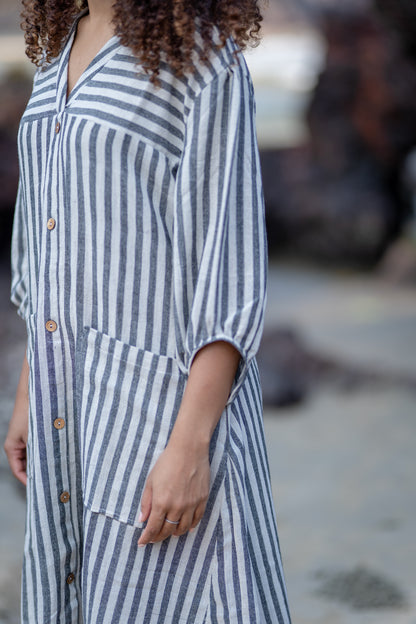 White & Grey Natural Dye Handloom Dress by Krushnachuda with at Kamakhyaa for sustainable fashion