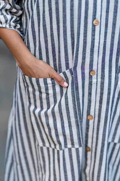 White & Grey Natural Dye Handloom Dress by Krushnachuda with at Kamakhyaa for sustainable fashion