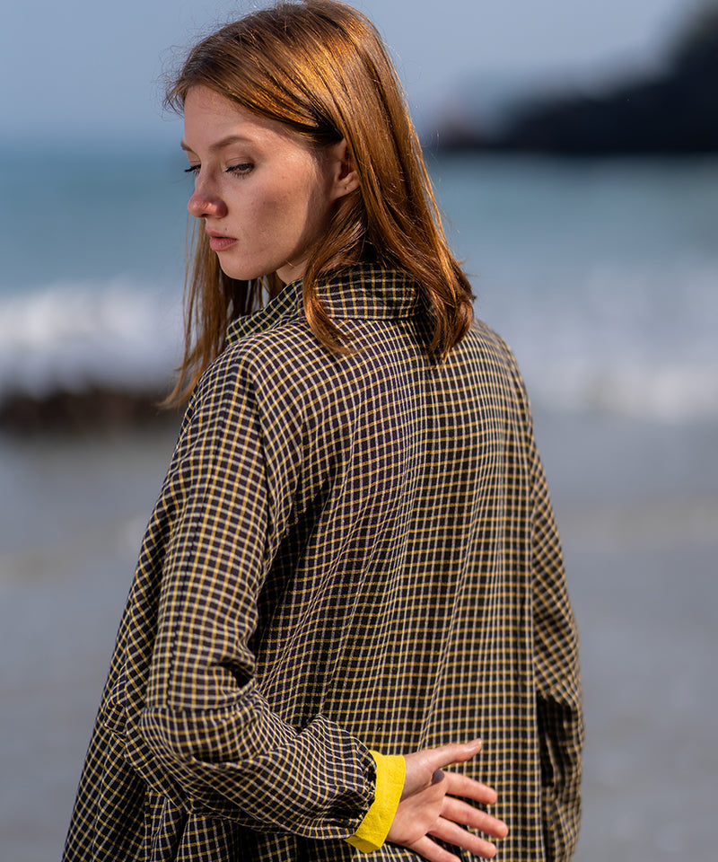 Black Casual Wear Checks Shirt by Krushnachuda with Black, Casual Wear, Checks, Handloom Cotton, Natural Dye, Organic, Relaxed Fit, Shirts at Kamakhyaa for sustainable fashion