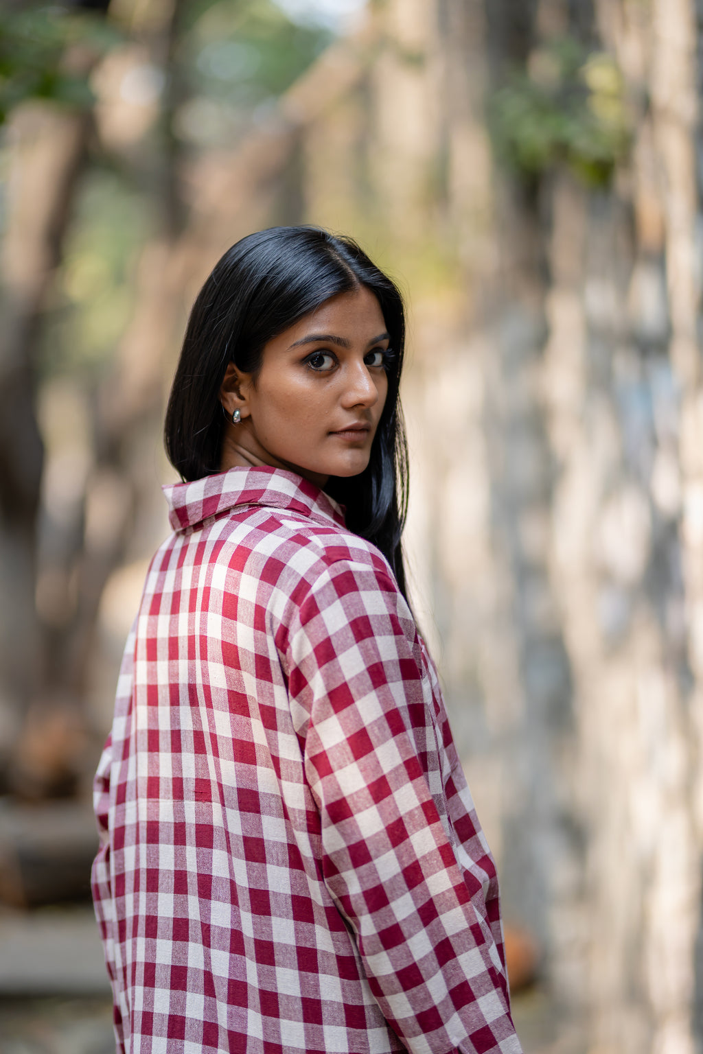 Pink Contrast Plaid Naturally Dyed Shirt by Krushnachuda with Casual Wear, Checks, Handloom Cotton, Natural Dye, Organic, Pink, Regular Fit, Shirts at Kamakhyaa for sustainable fashion