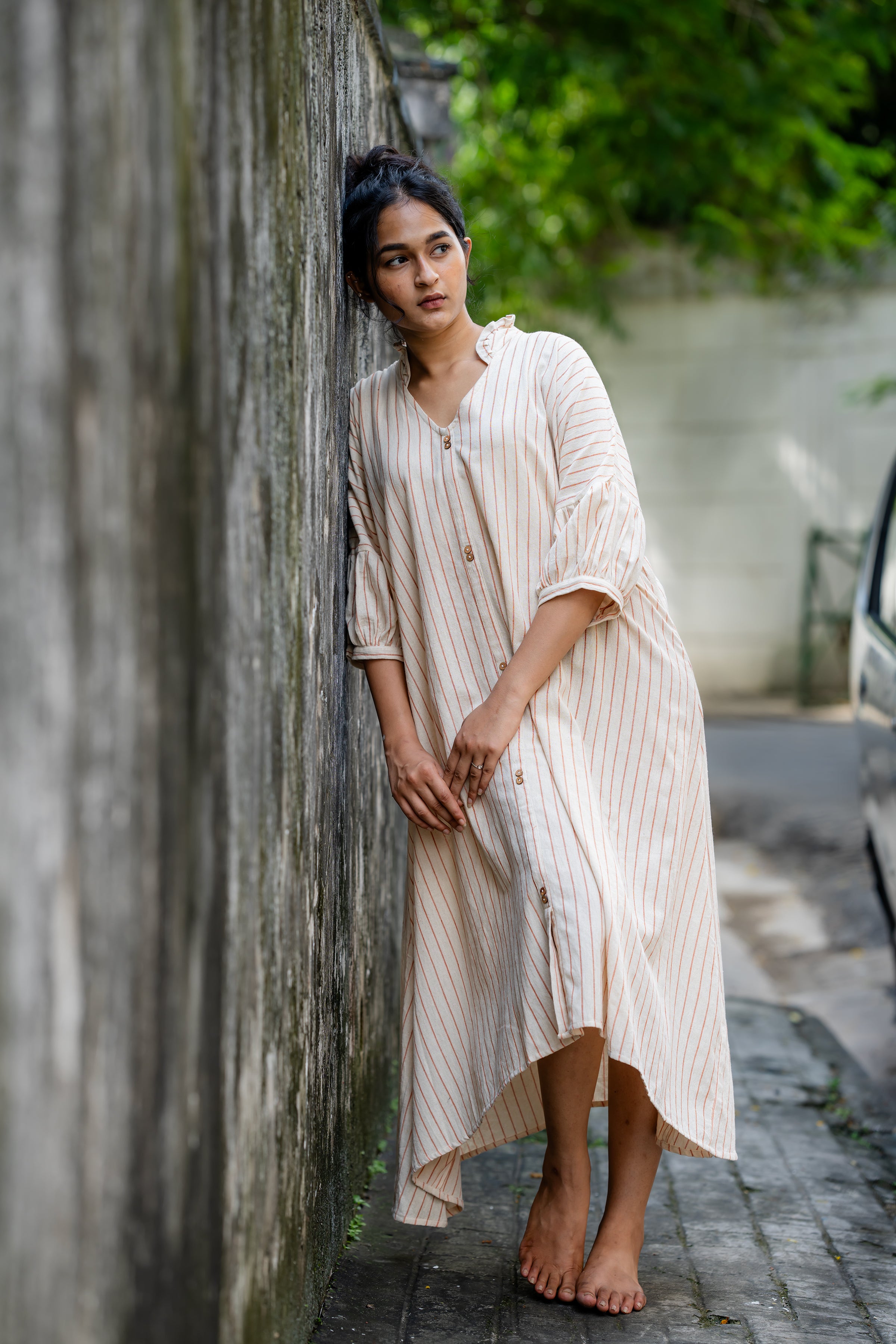 Plant Dye Kaftan Fit Handloom Dress by Krushnachuda with at Kamakhyaa for sustainable fashion