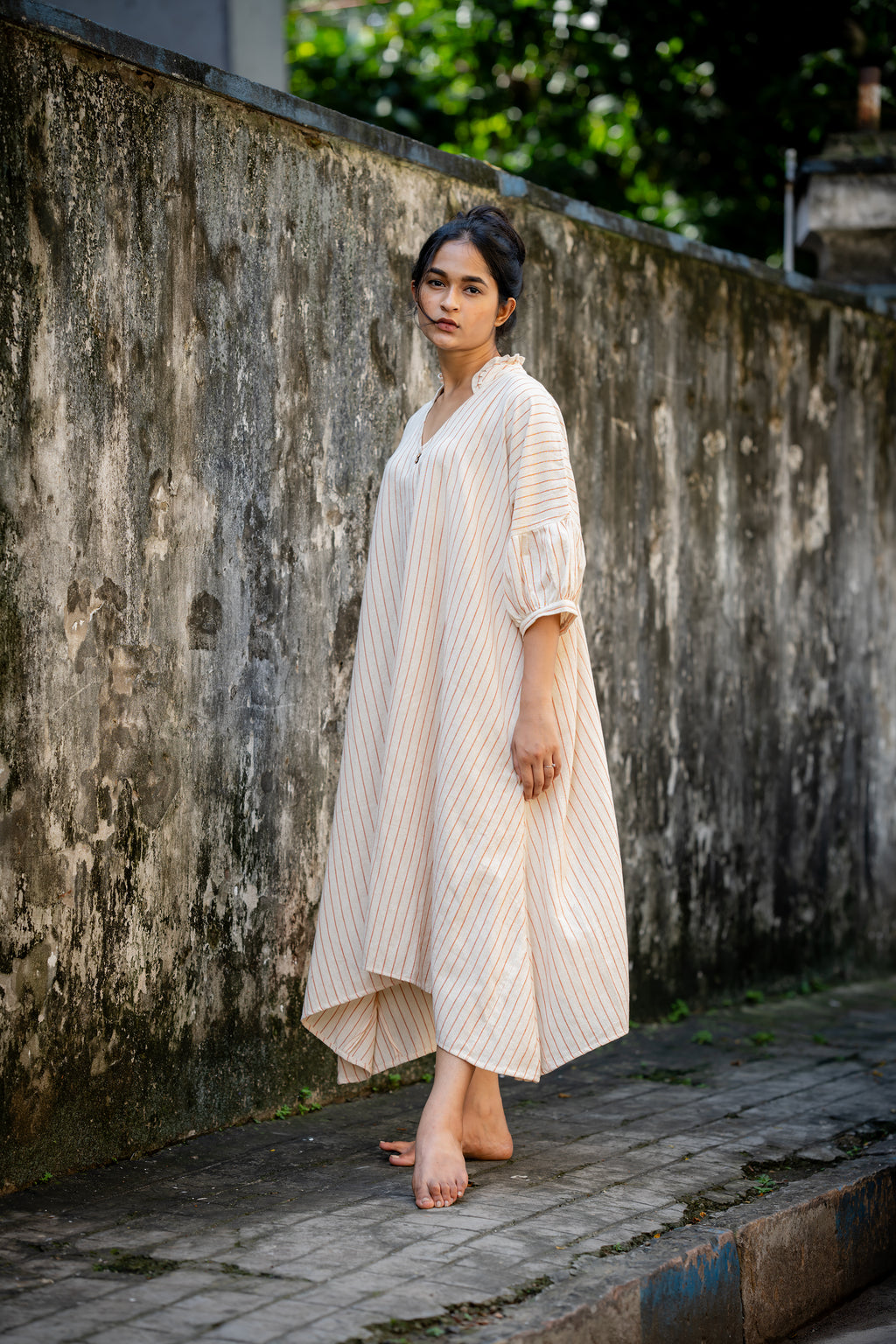 Plant Dye Kaftan Fit Handloom Dress by Krushnachuda with at Kamakhyaa for sustainable fashion