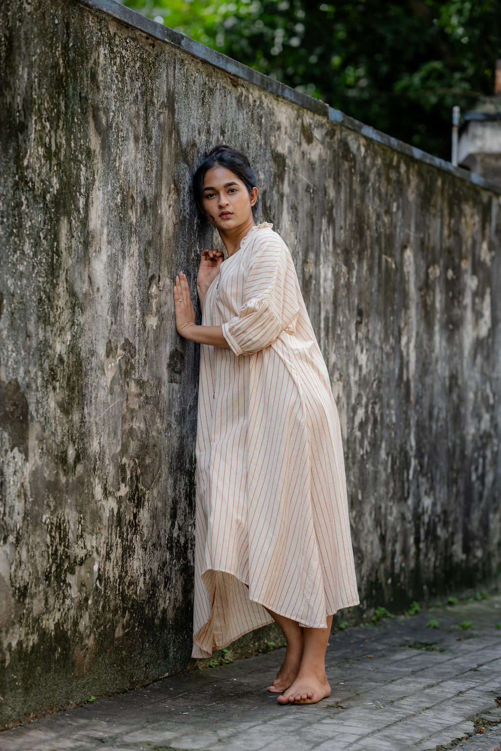 Plant Dye Kaftan Fit Handloom Dress by Krushnachuda with at Kamakhyaa for sustainable fashion