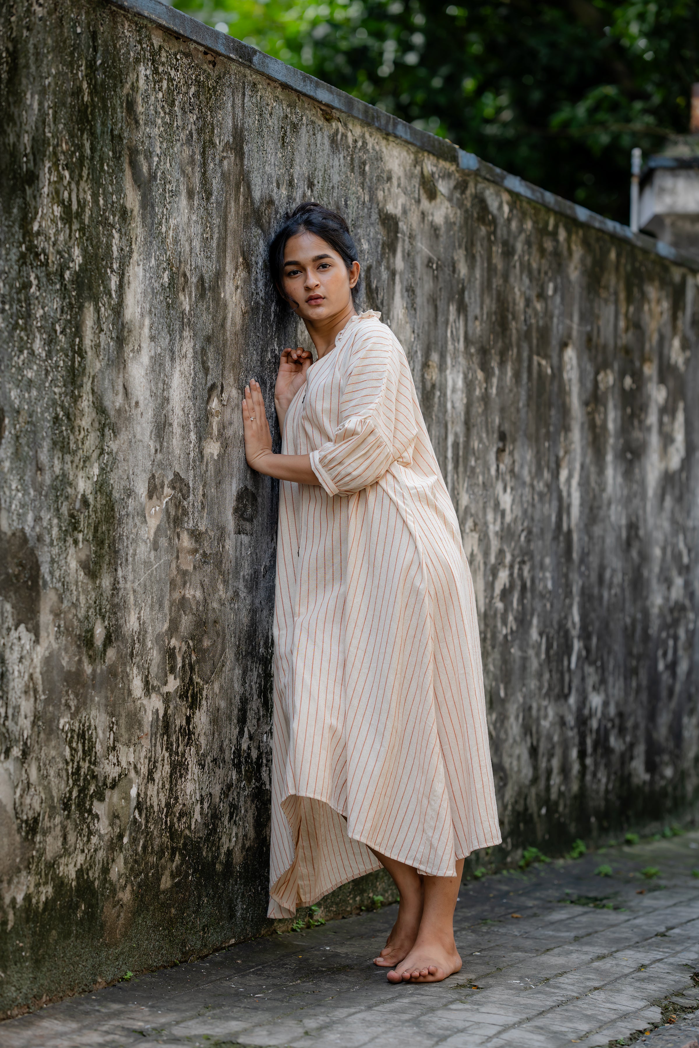 Plant Dye Kaftan Fit Handloom Dress by Krushnachuda with at Kamakhyaa for sustainable fashion