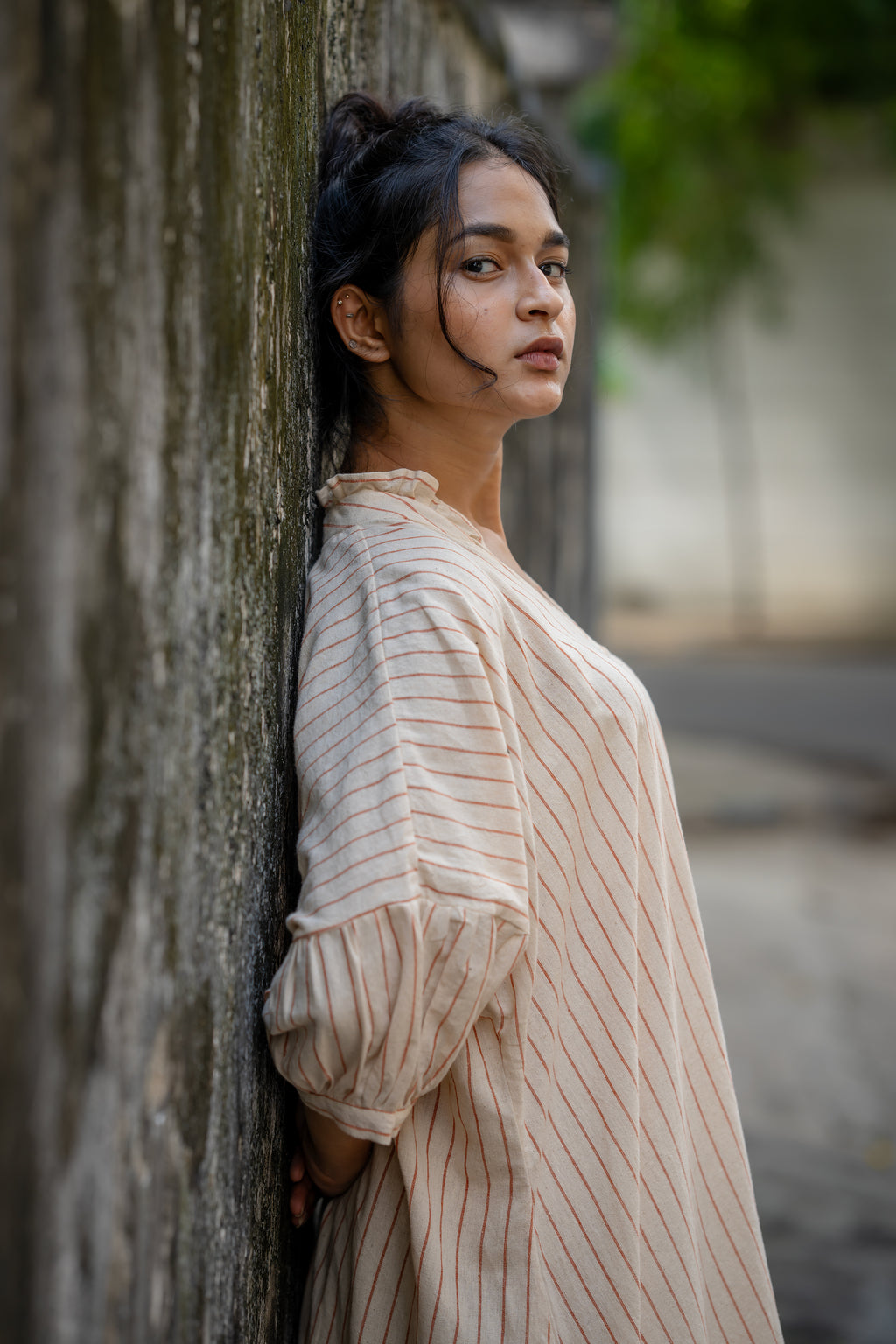 Plant Dye Kaftan Fit Handloom Dress by Krushnachuda with at Kamakhyaa for sustainable fashion