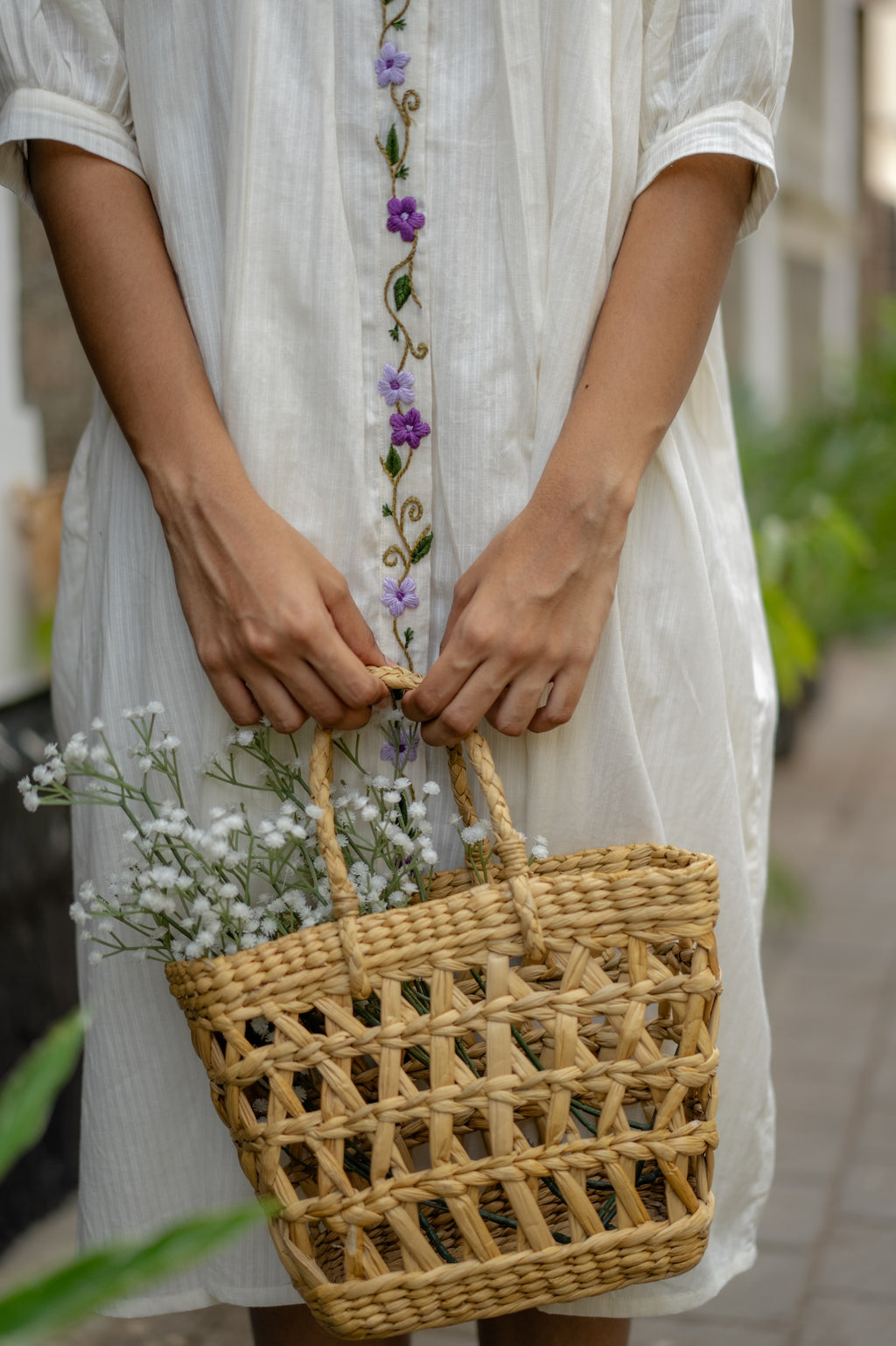 White Embroidered Flare Dress by Krushnachuda with Chilika by Krushnachuda, Embroidered, Handloom Cotton, Loose Fit, Natural Dye, Organic, Outerwear, White, Womenswear at Kamakhyaa for sustainable fashion
