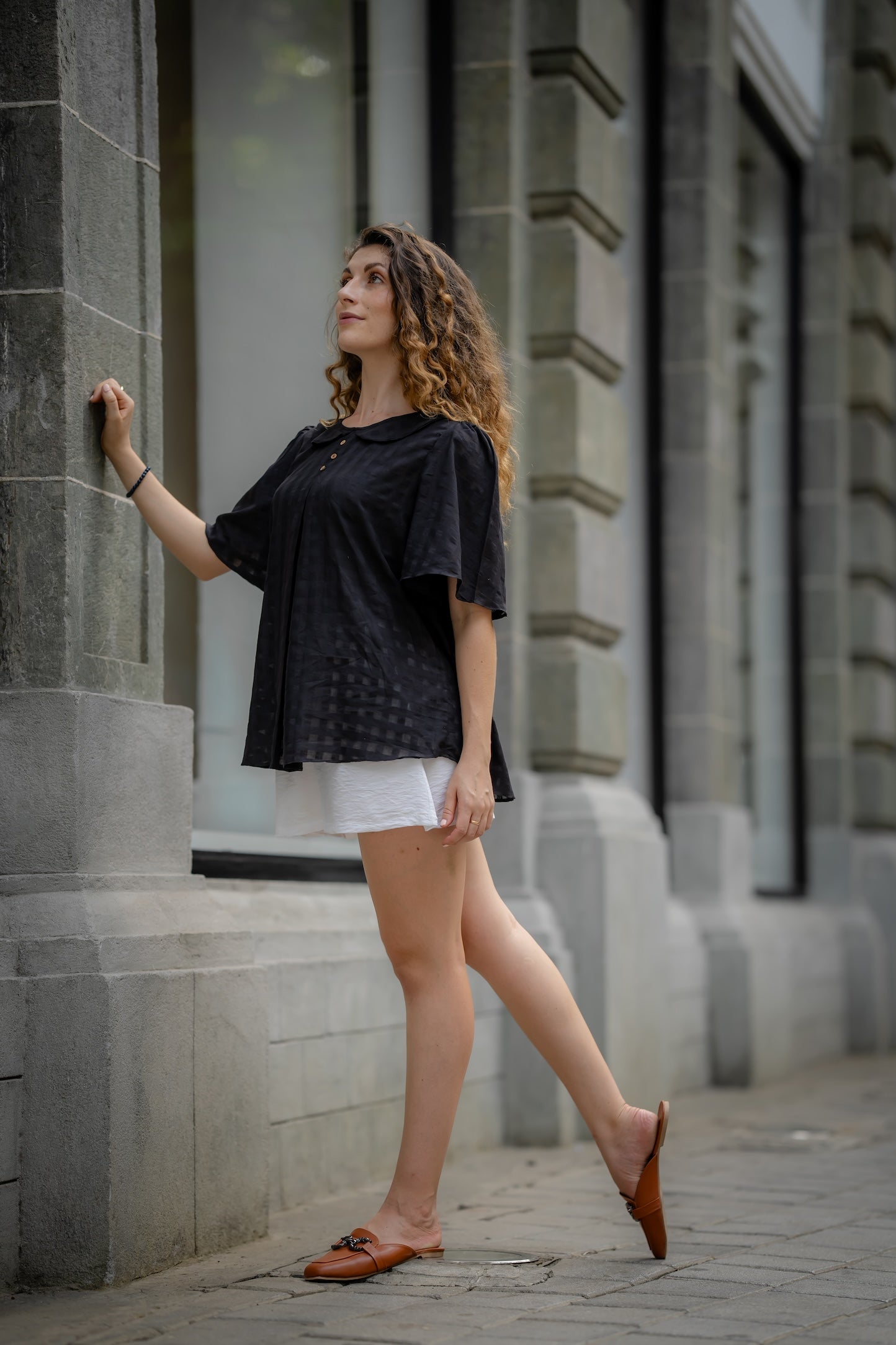 Black Handwoven Shirt by Krushnachuda with Black, Chilika by Krushnachuda, Handloom Cotton, Loose Fit, Natural Dye, Organic, Outerwear, Self Design, Womenswear at Kamakhyaa for sustainable fashion