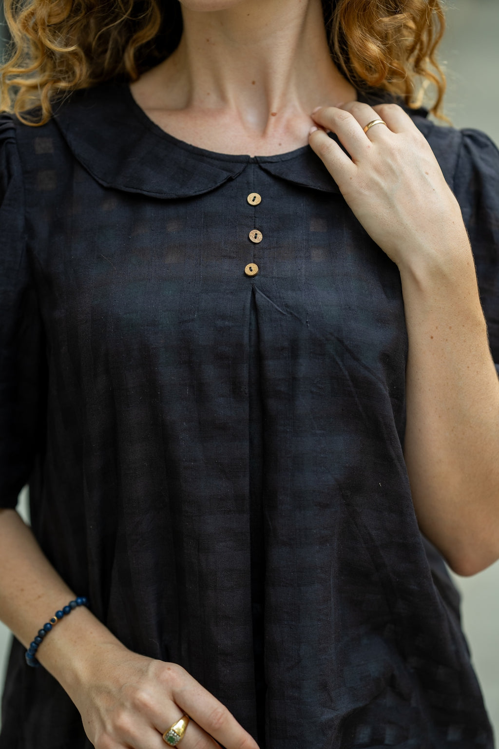 Black Handwoven Shirt by Krushnachuda with Black, Chilika by Krushnachuda, Handloom Cotton, Loose Fit, Natural Dye, Organic, Outerwear, Self Design, Womenswear at Kamakhyaa for sustainable fashion