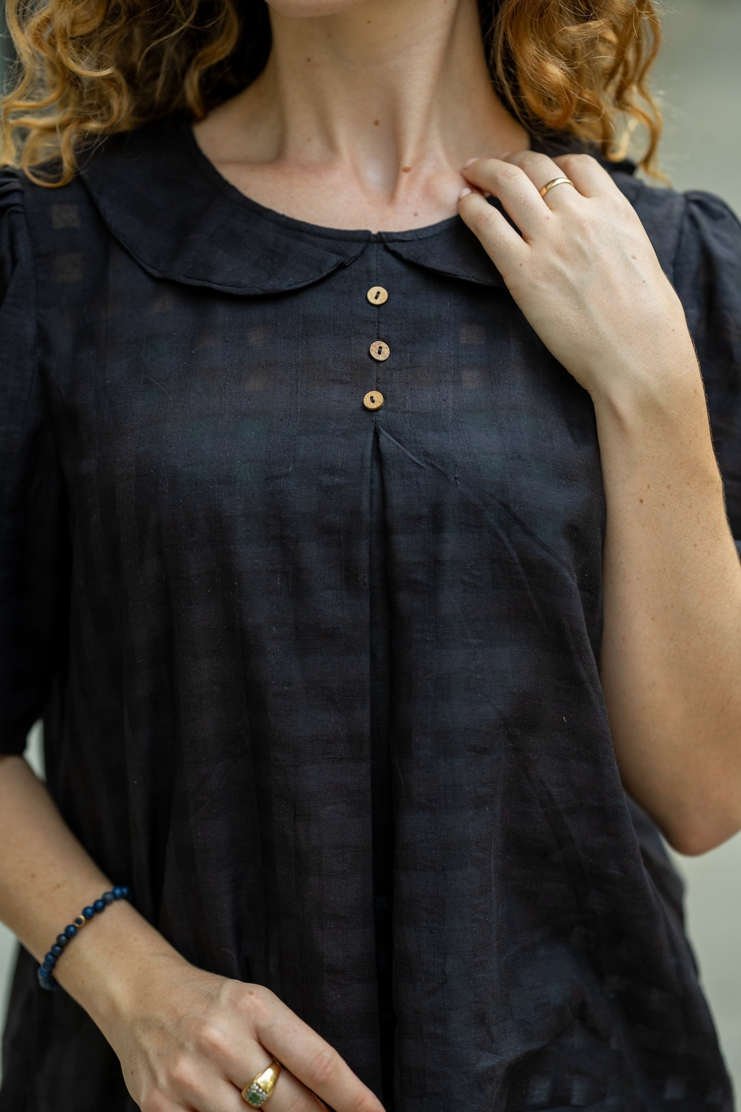 Black Handwoven Shirt by Krushnachuda with Black, Chilika by Krushnachuda, Handloom Cotton, Loose Fit, Natural Dye, Organic, Outerwear, Self Design, Womenswear at Kamakhyaa for sustainable fashion