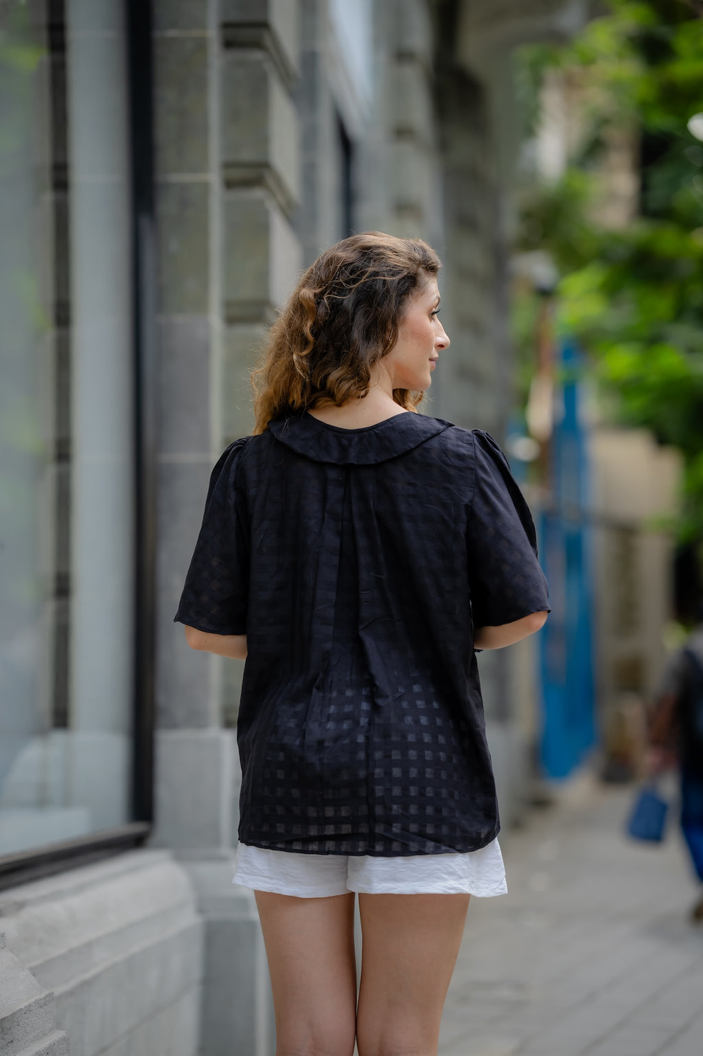 Black Handwoven Shirt by Krushnachuda with Black, Chilika by Krushnachuda, Handloom Cotton, Loose Fit, Natural Dye, Organic, Outerwear, Self Design, Womenswear at Kamakhyaa for sustainable fashion