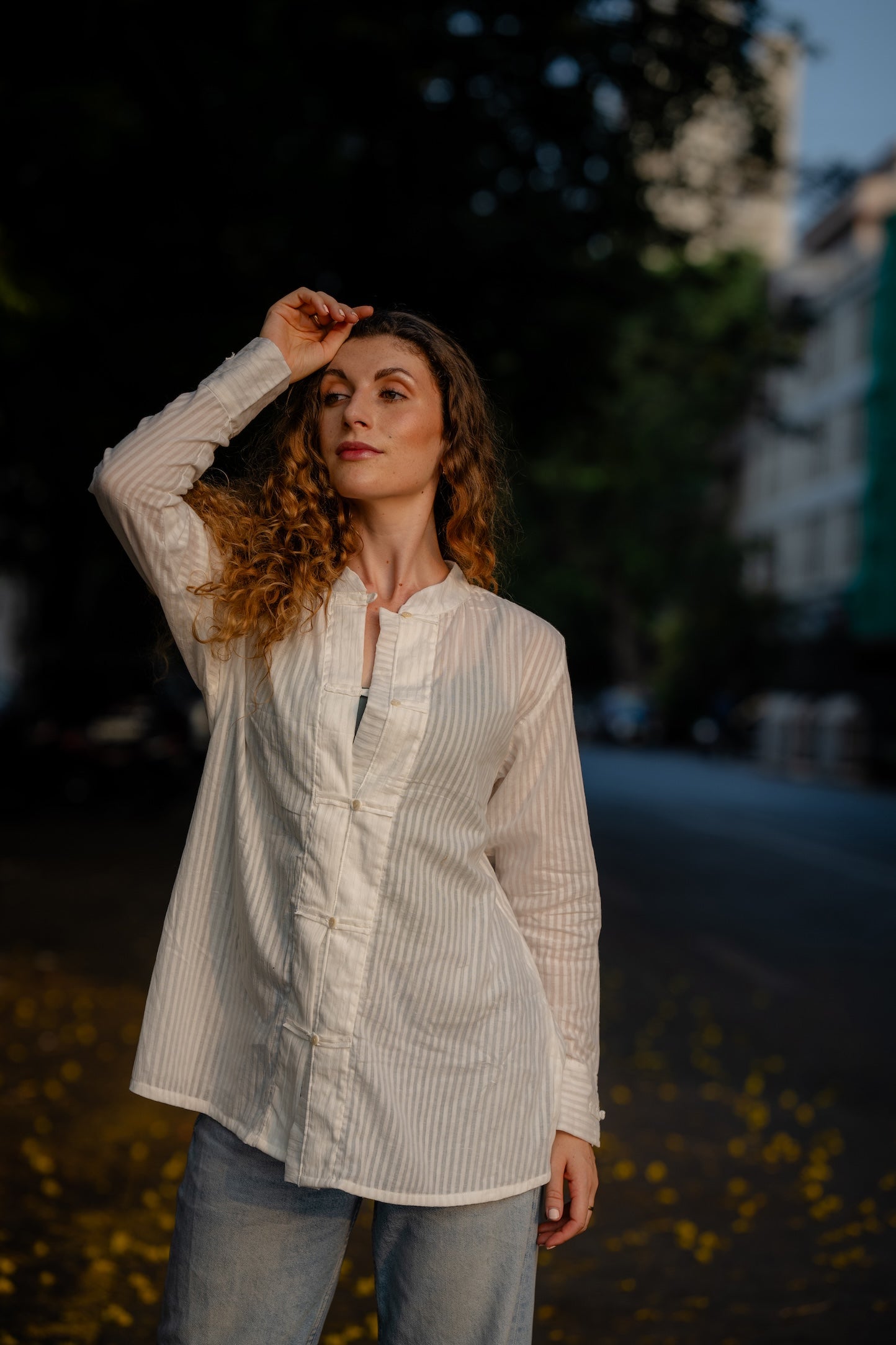 White Textured Handwoven Shirt by Krushnachuda with Chilika by Krushnachuda, Handloom Cotton, Loose Fit, Natural Dye, Organic, Outerwear, Self Design, White, Womenswear at Kamakhyaa for sustainable fashion