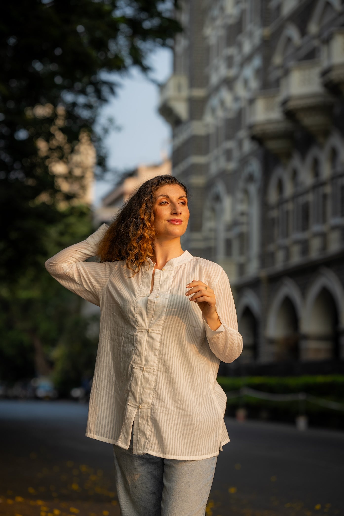 White Textured Handwoven Shirt by Krushnachuda with Chilika by Krushnachuda, Handloom Cotton, Loose Fit, Natural Dye, Organic, Outerwear, Self Design, White, Womenswear at Kamakhyaa for sustainable fashion