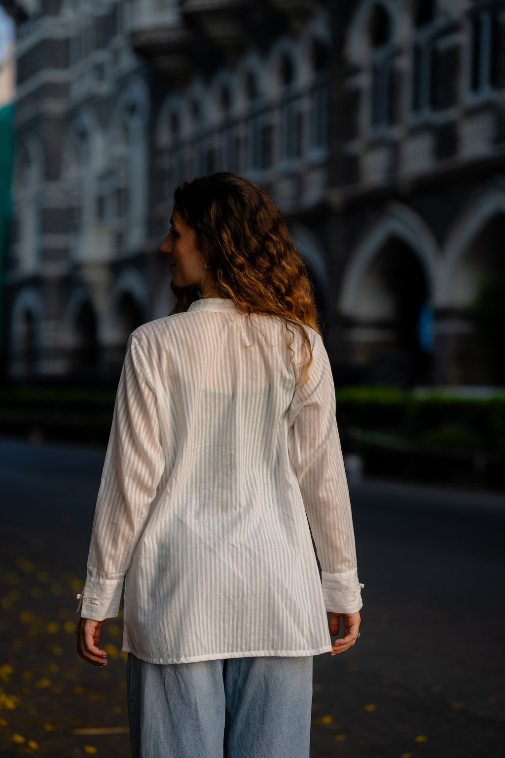 White Textured Handwoven Shirt by Krushnachuda with Chilika by Krushnachuda, Handloom Cotton, Loose Fit, Natural Dye, Organic, Outerwear, Self Design, White, Womenswear at Kamakhyaa for sustainable fashion