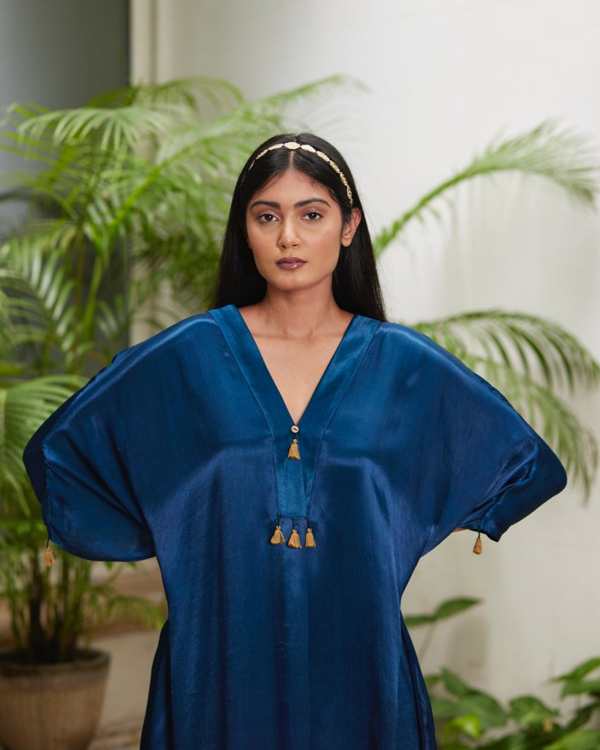 Kaftan - Indigo Blue/Gold - Mayura Kumar