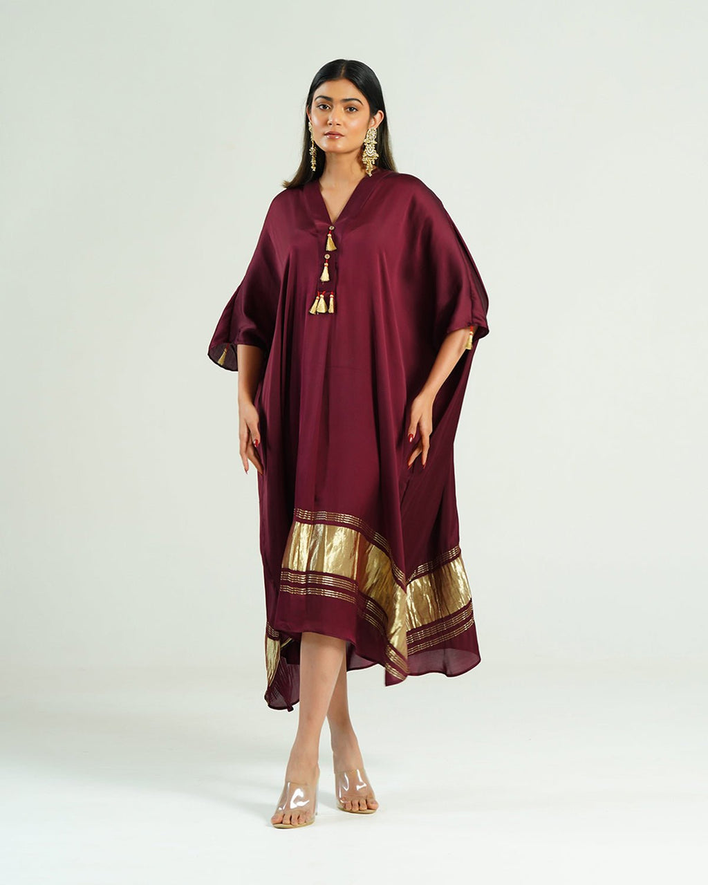 Kaftan Kutch - Wine Red / Gold - Mayura Kumar
