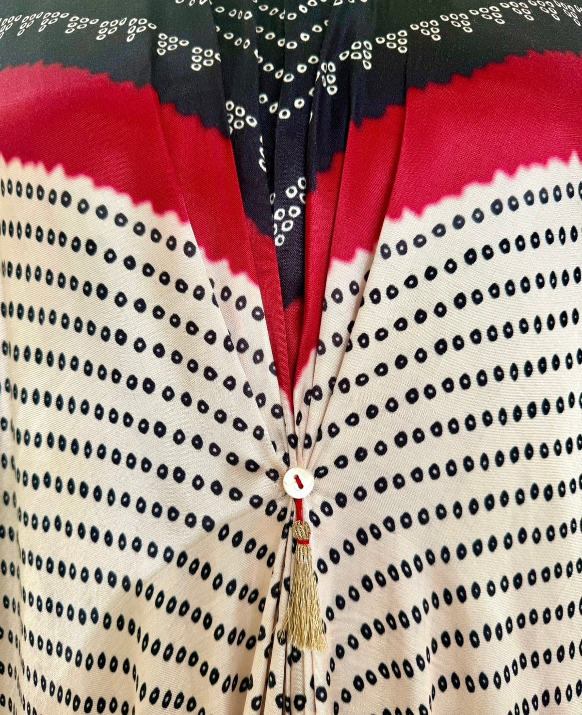 Kaftan Bandhej - Black / Burgundy / Ivory Base by Mayura Kumar with Bandhej Digital Print & Zari Weave, enrich-attempted, enrich-completed at in.kamakhyaa.com for sustainable fashion