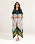 Kaftan Bandhej - Black/Dark Green/Ivory Base - Mayura Kumar