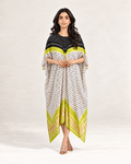 Kaftan Bandhej - Black/Lime Green/Ivory Base - Mayura Kumar