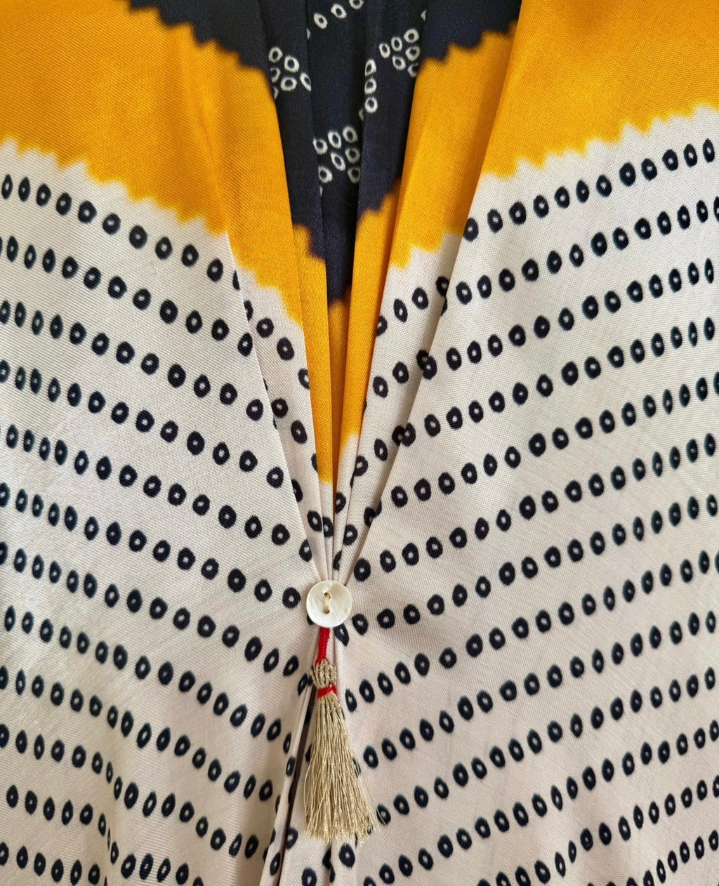 Kaftan Bandhej - Black/Mango/Ivory Base - Mayura Kumar
