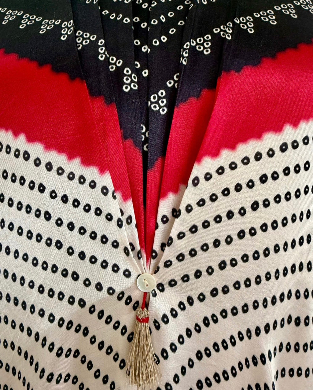 Kaftan Bandhej - Black/Red/Ivory Base - Mayura Kumar